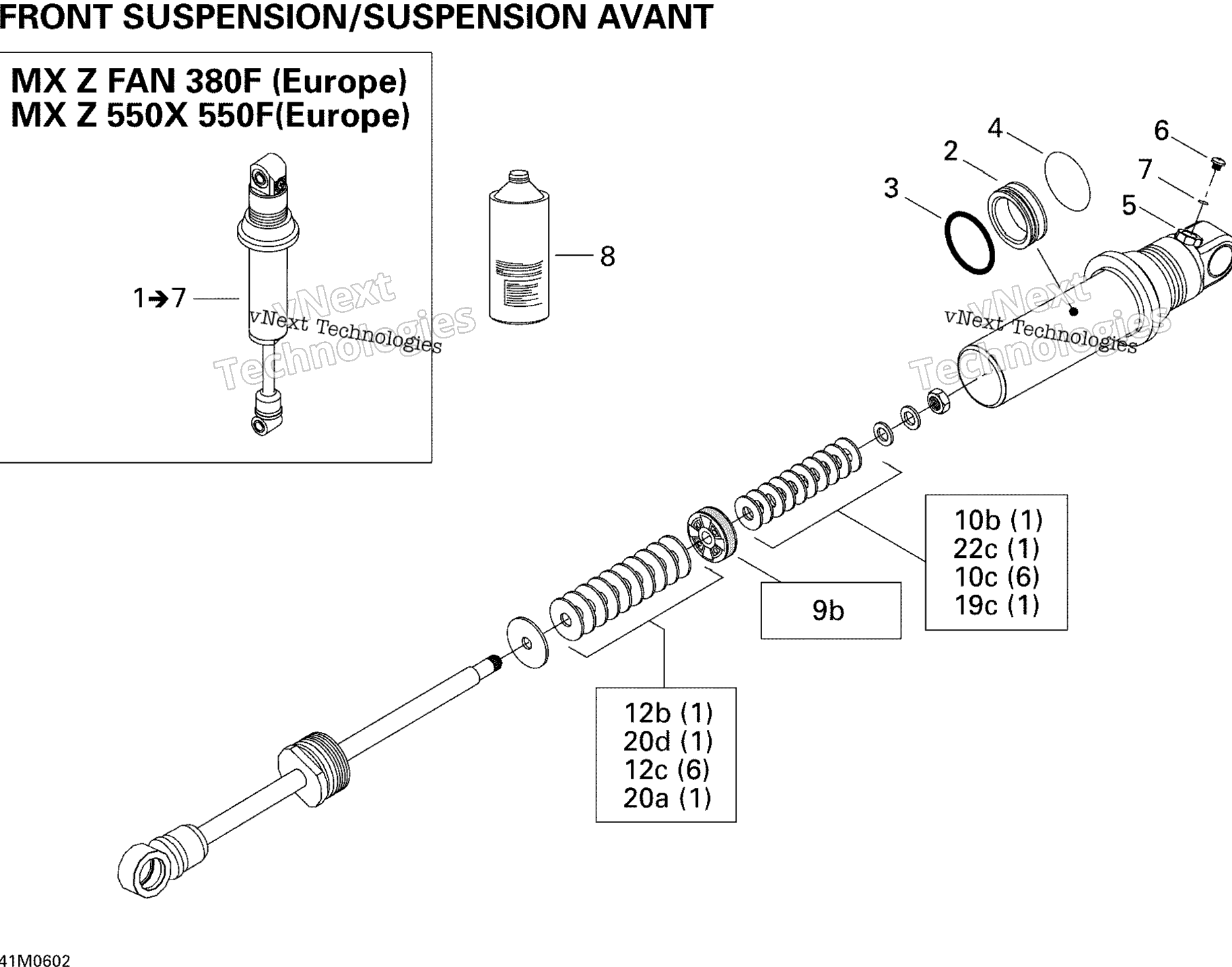 Take Apart Shock, передний Mx Z 550X Европа