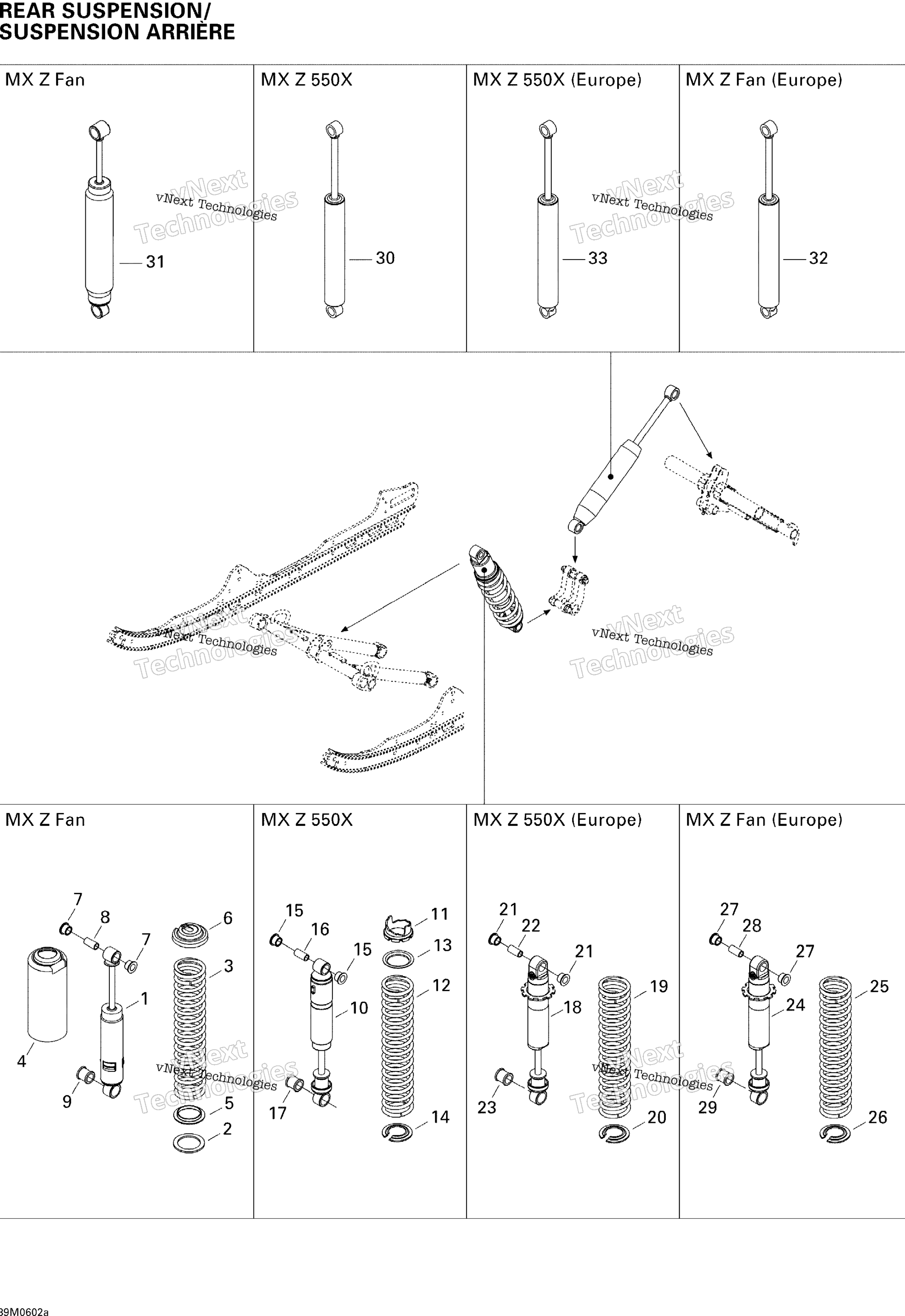 Задняя часть Suspension Shocks Mx Z 550X