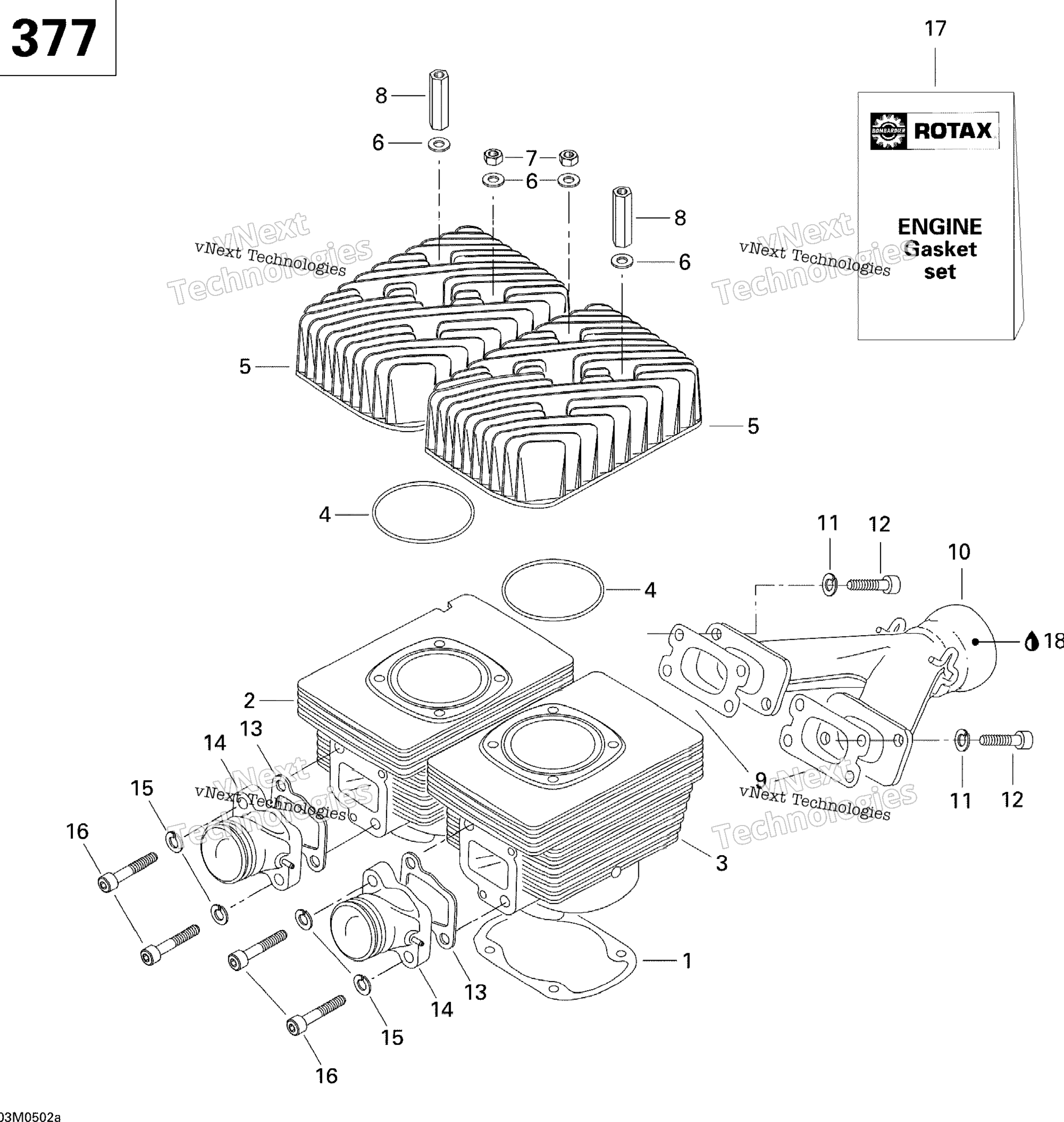Цилиндр And Exhaust Manifold 377