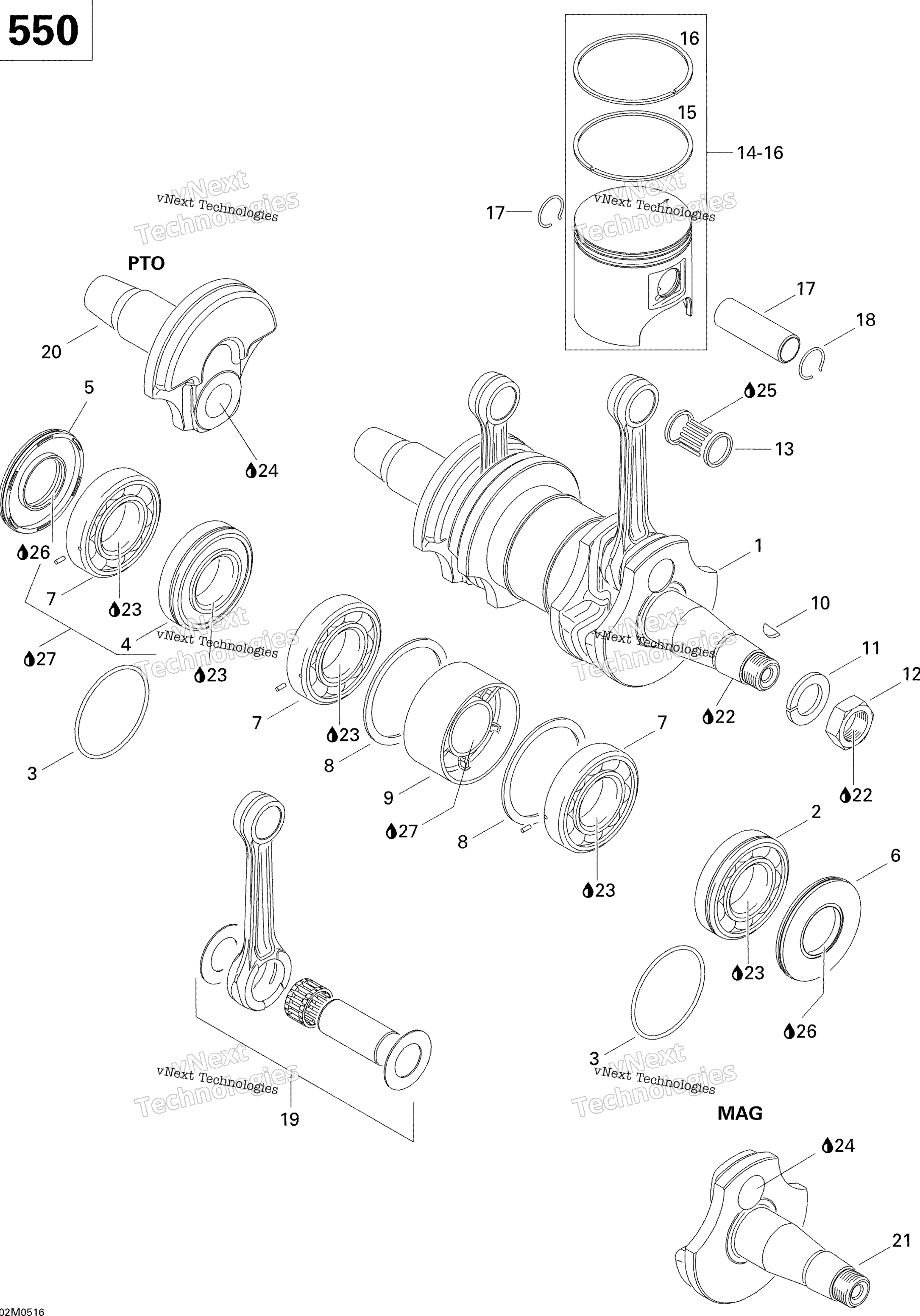 Коленчатый вал And Pistons 550F