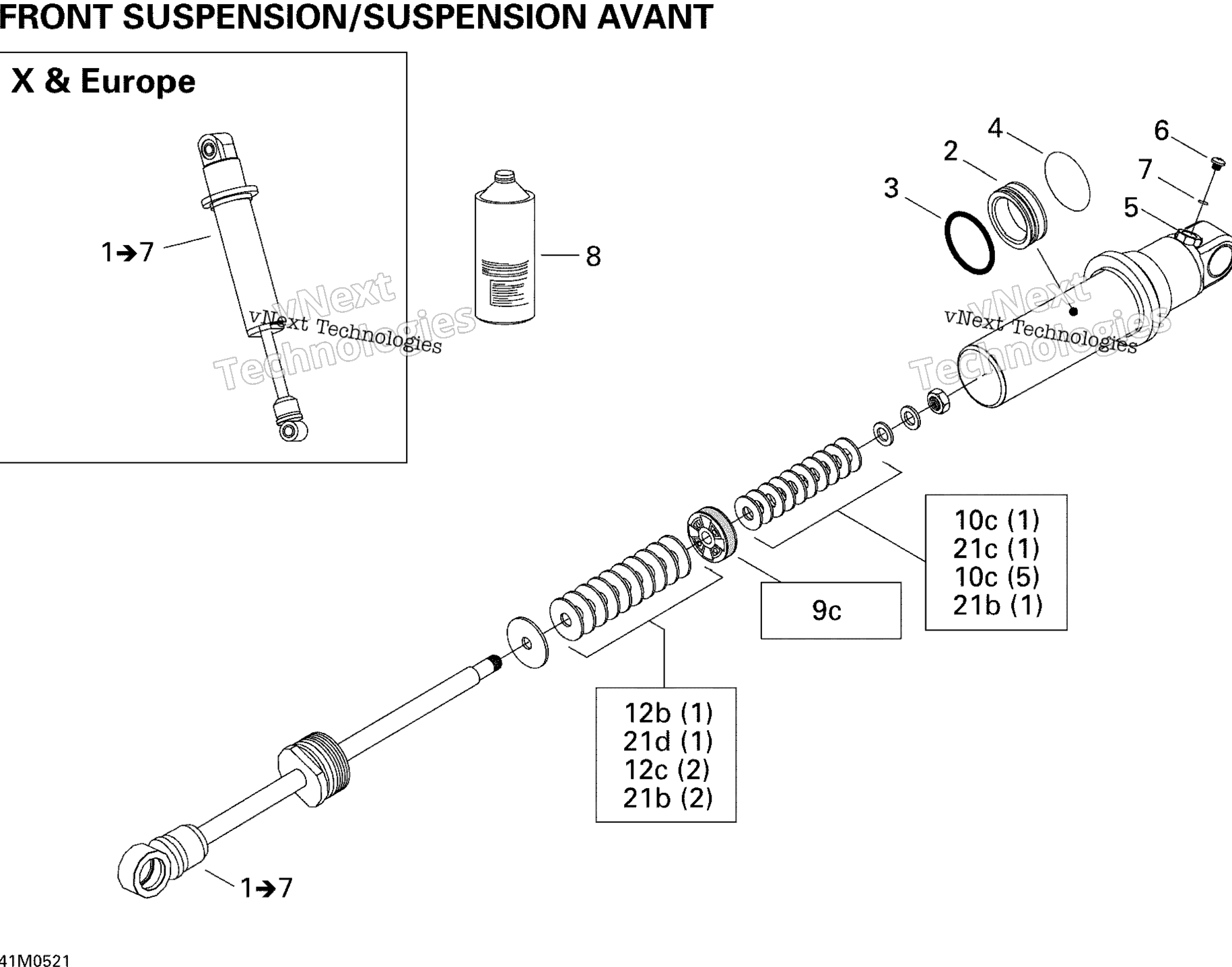 Take Apart Shock, передний X & Европа