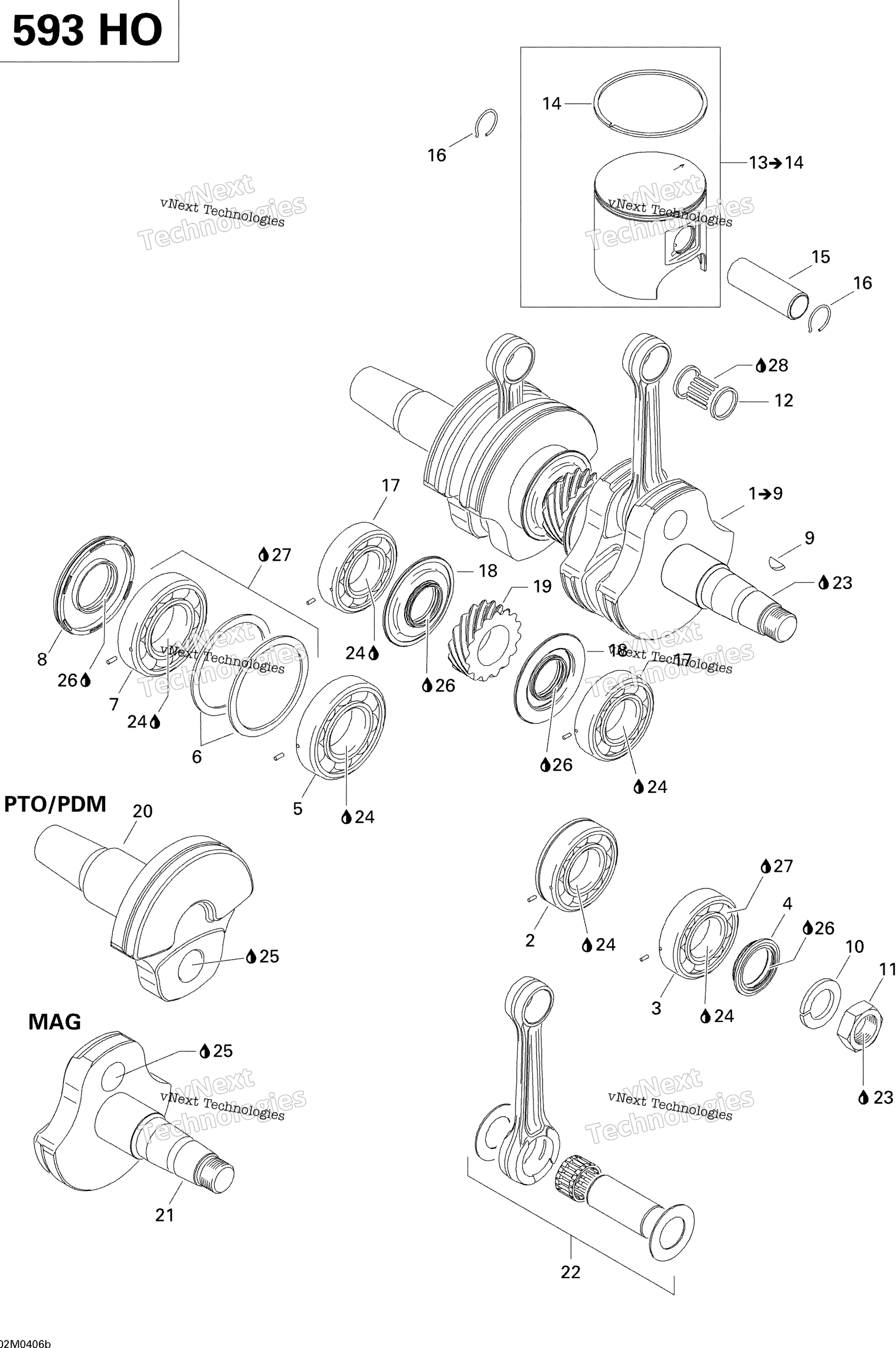 Коленчатый вал And Pistons (593 Ho)