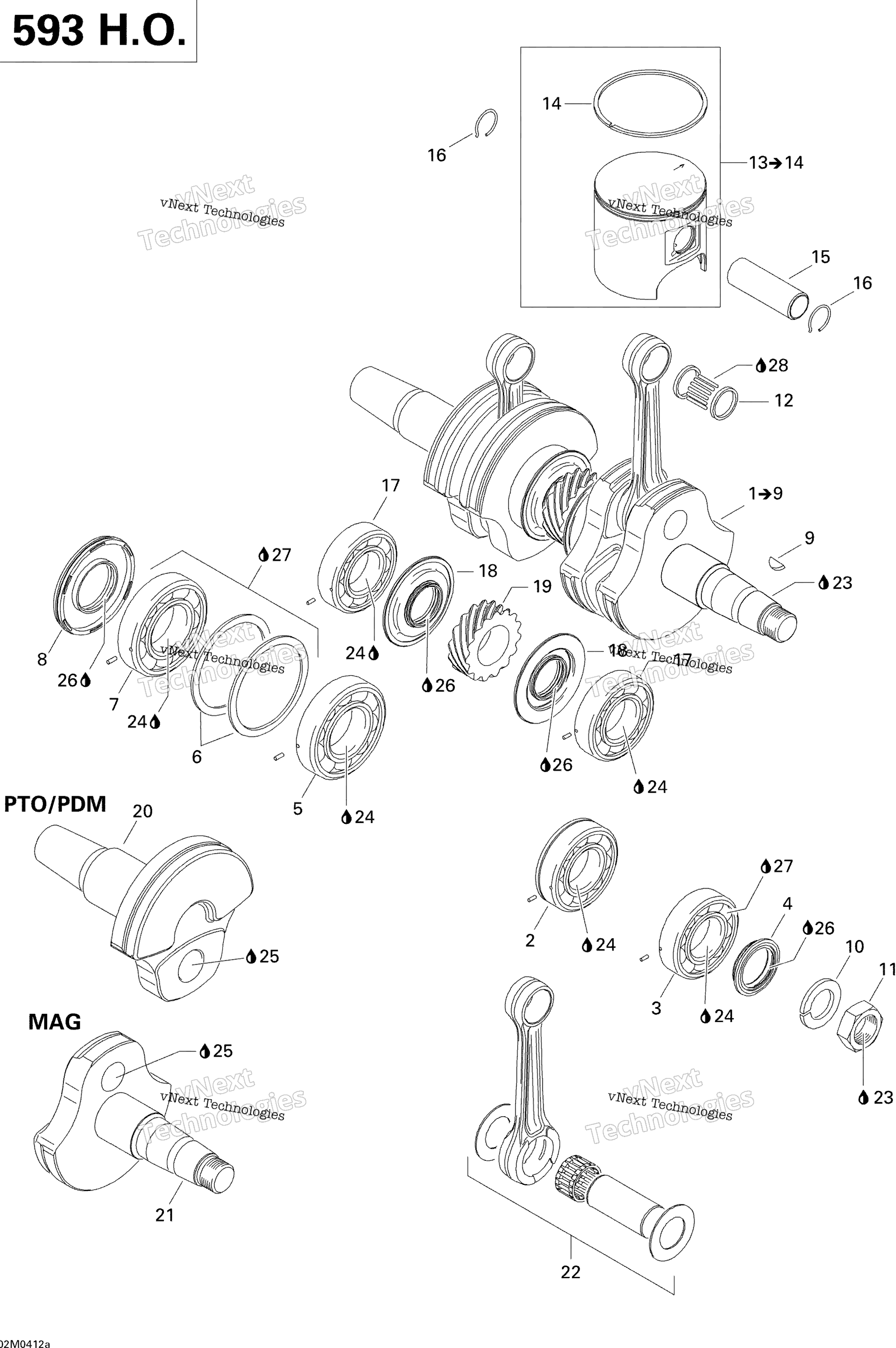 Коленчатый вал And Pistons (593 Ho)