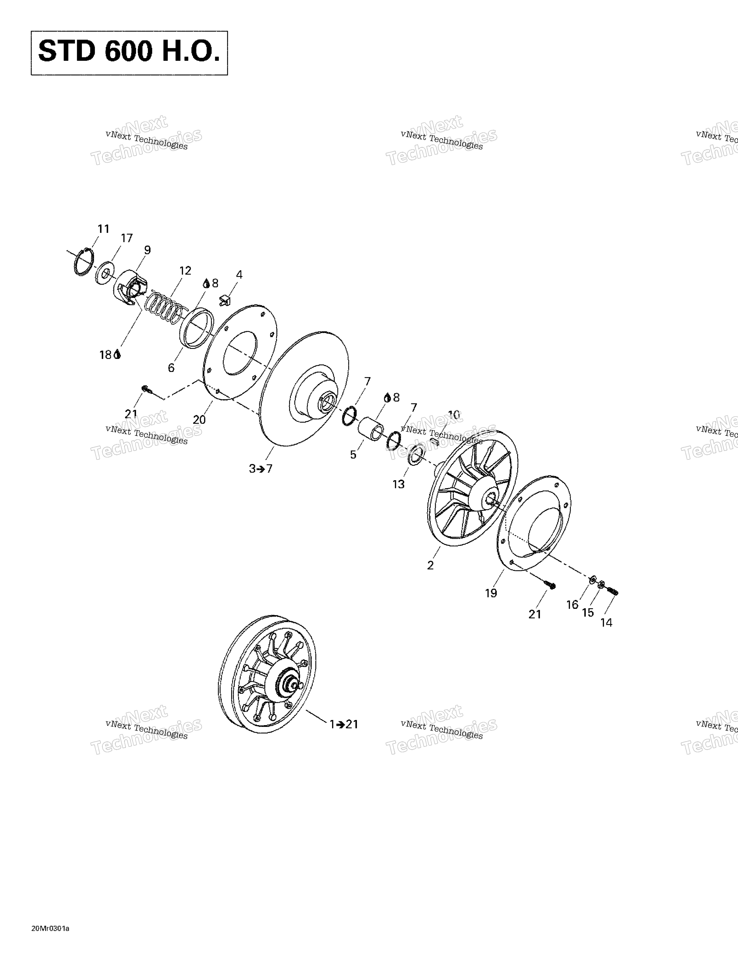 Ведомый Pulley (Std 600 Ho)