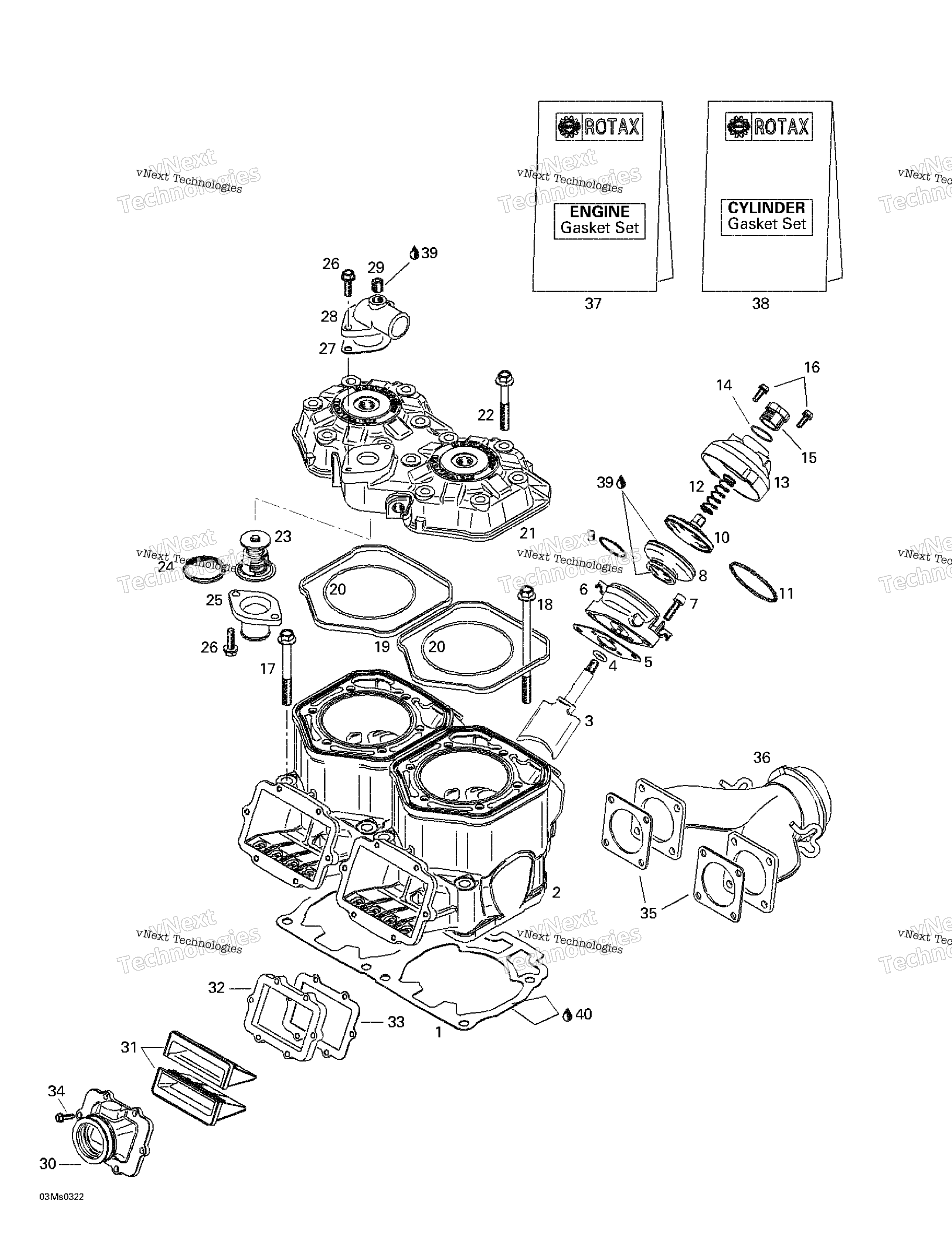 Cylinder, выхлоп Manifold, Reed клапан