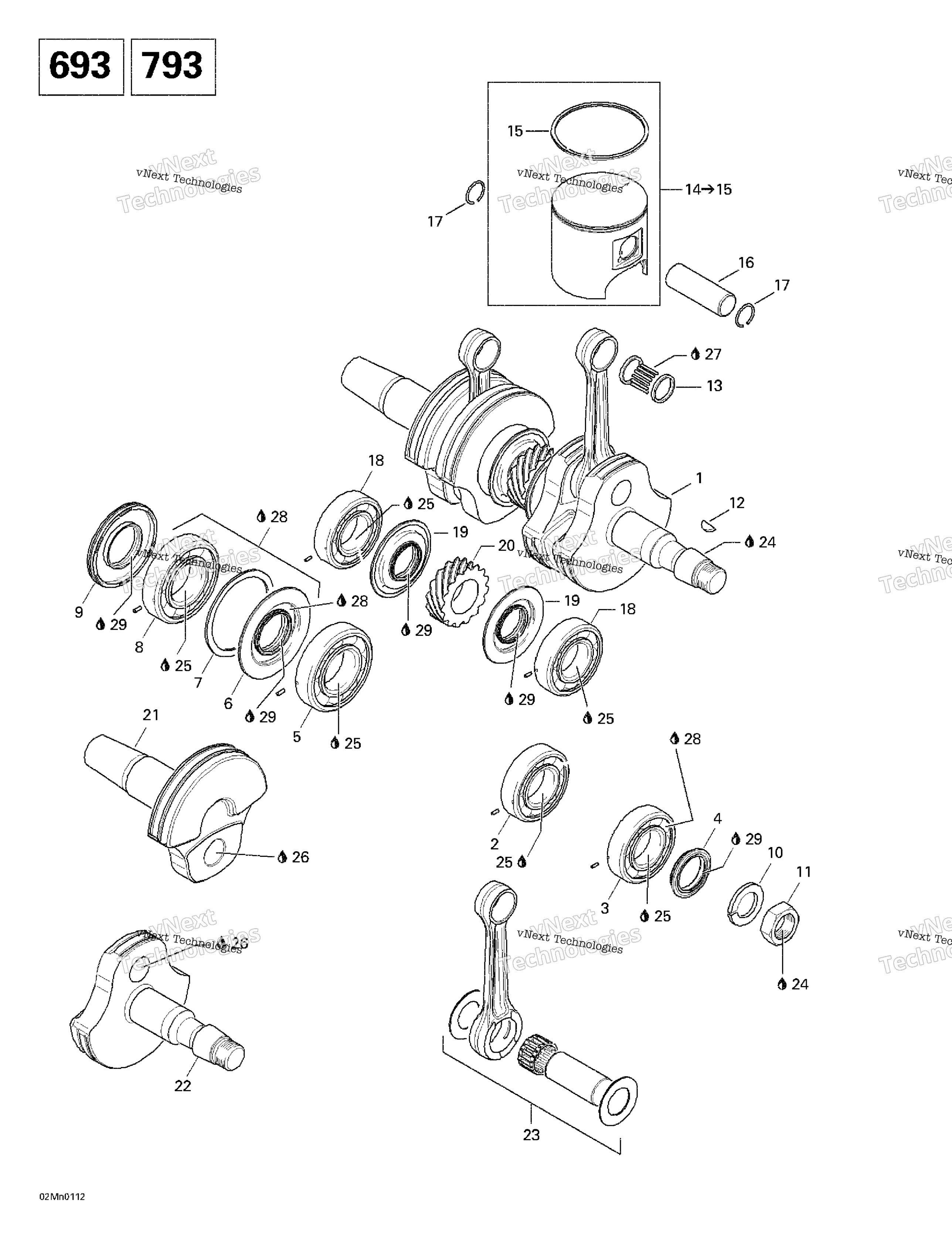 Коленчатый вал And Pistons (693, 793)