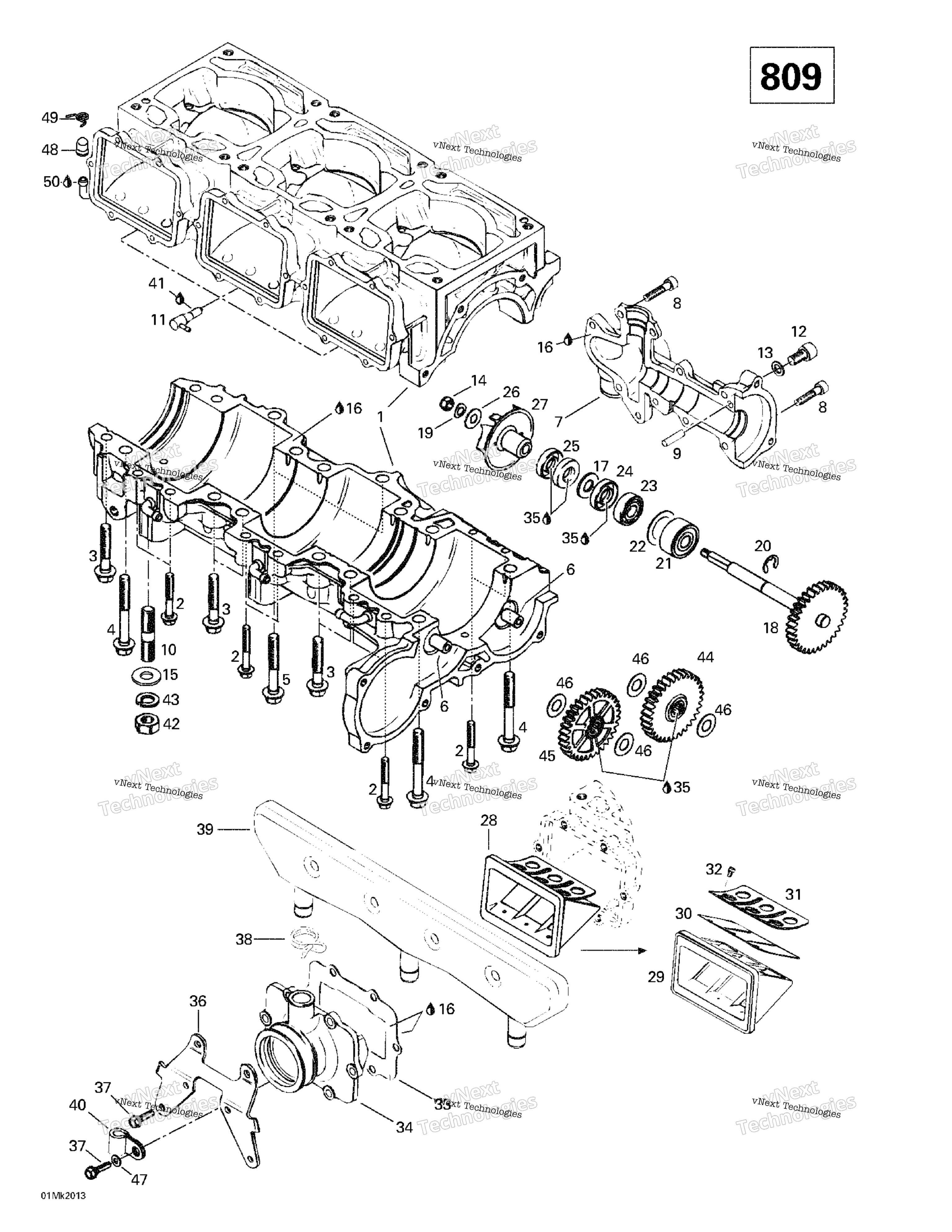 Crankcase, Reed Valve, Water насос 2
