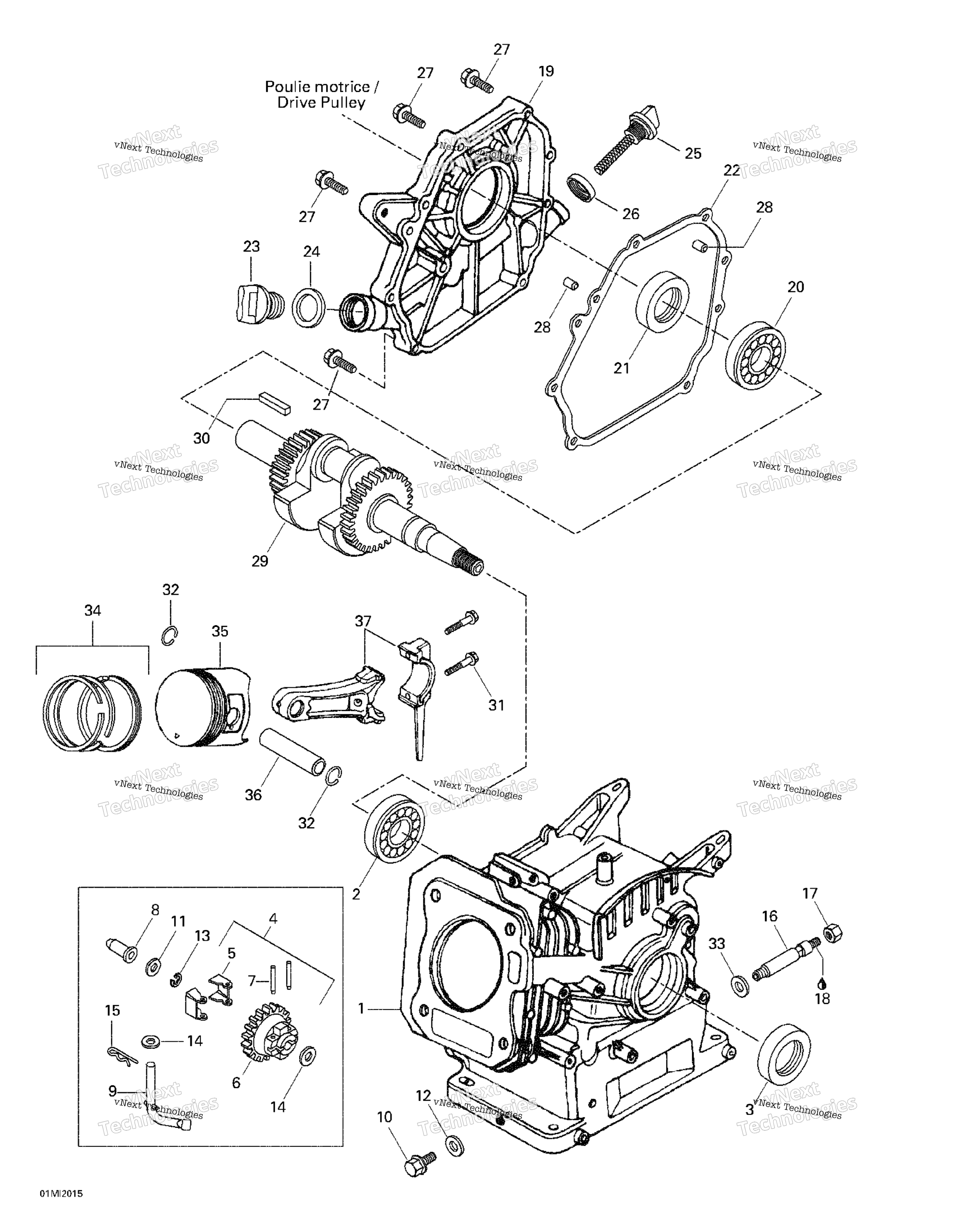 Crankcase, Barrel, Crankshaft, поршень