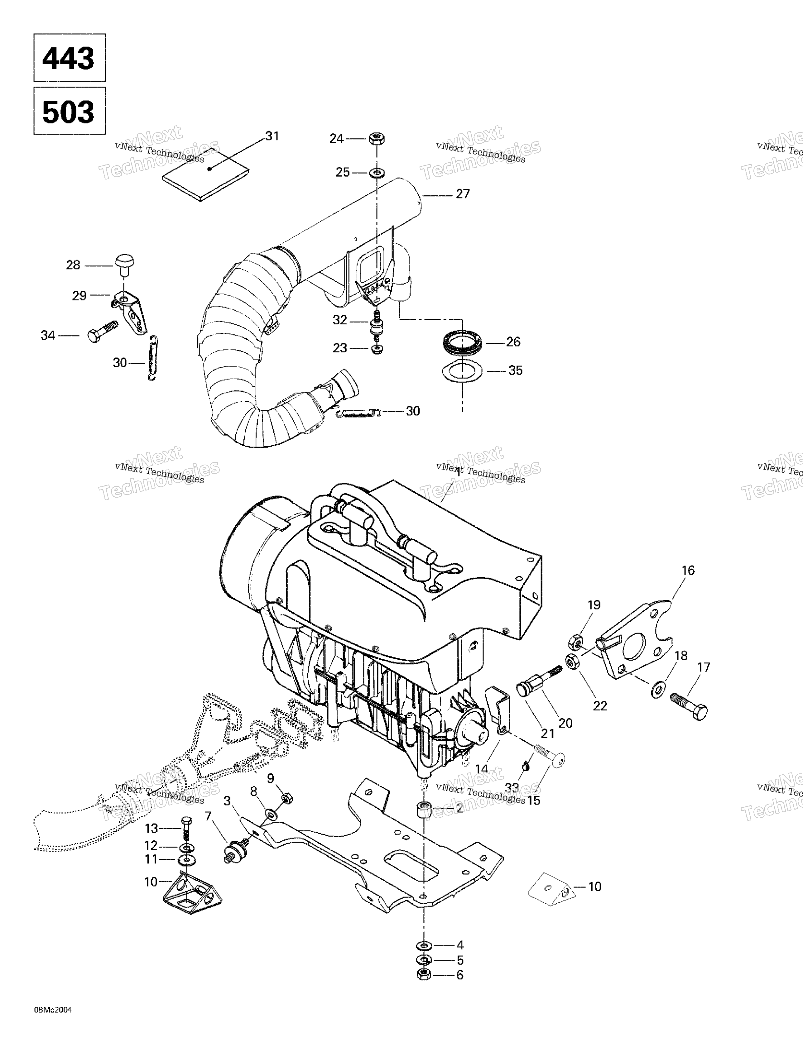 Двигатель Support And Muffler (443, 503)