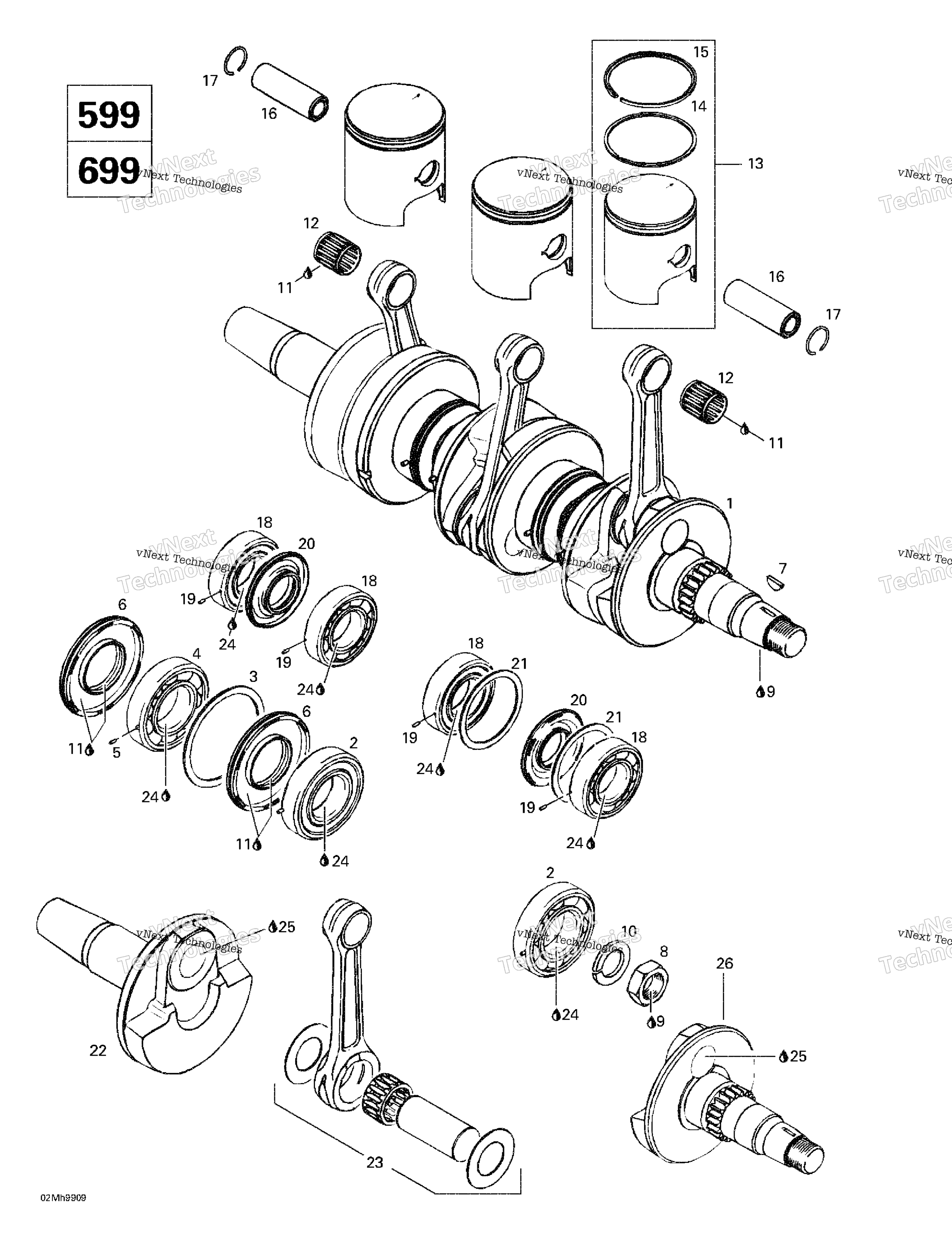 Коленчатый вал And Pistons (599, 699)