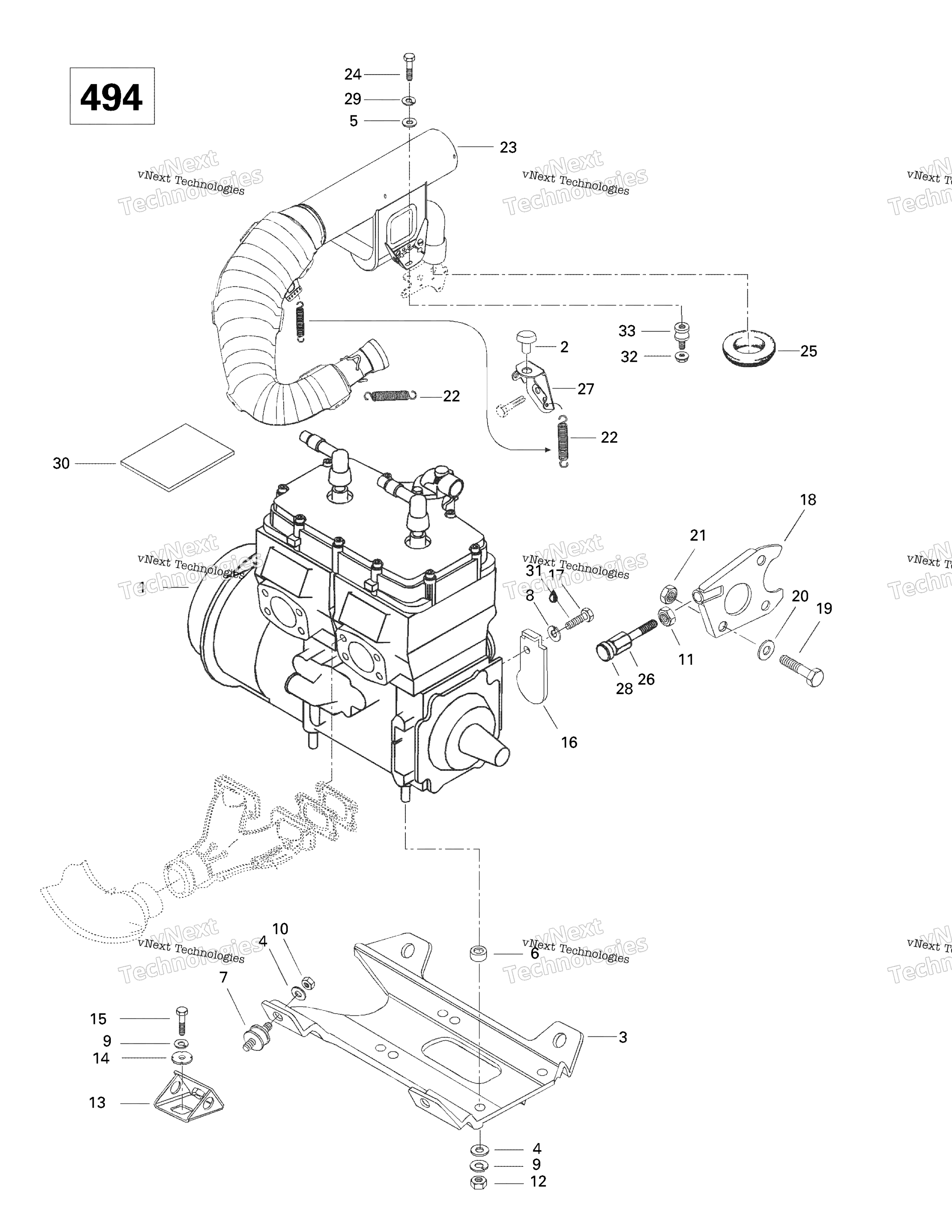 Двигатель Support And Muffler (494)