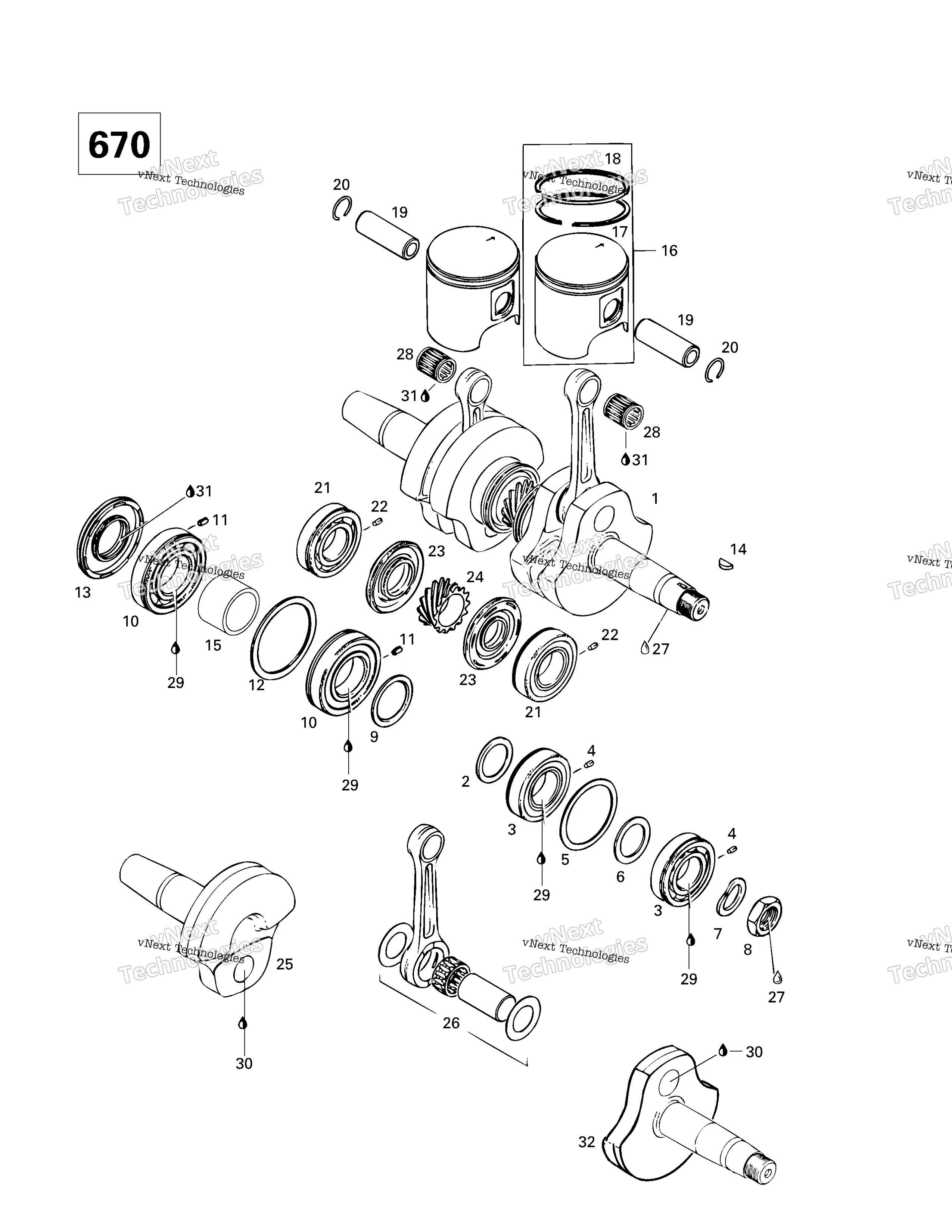 Коленчатый вал And Pistons (670)