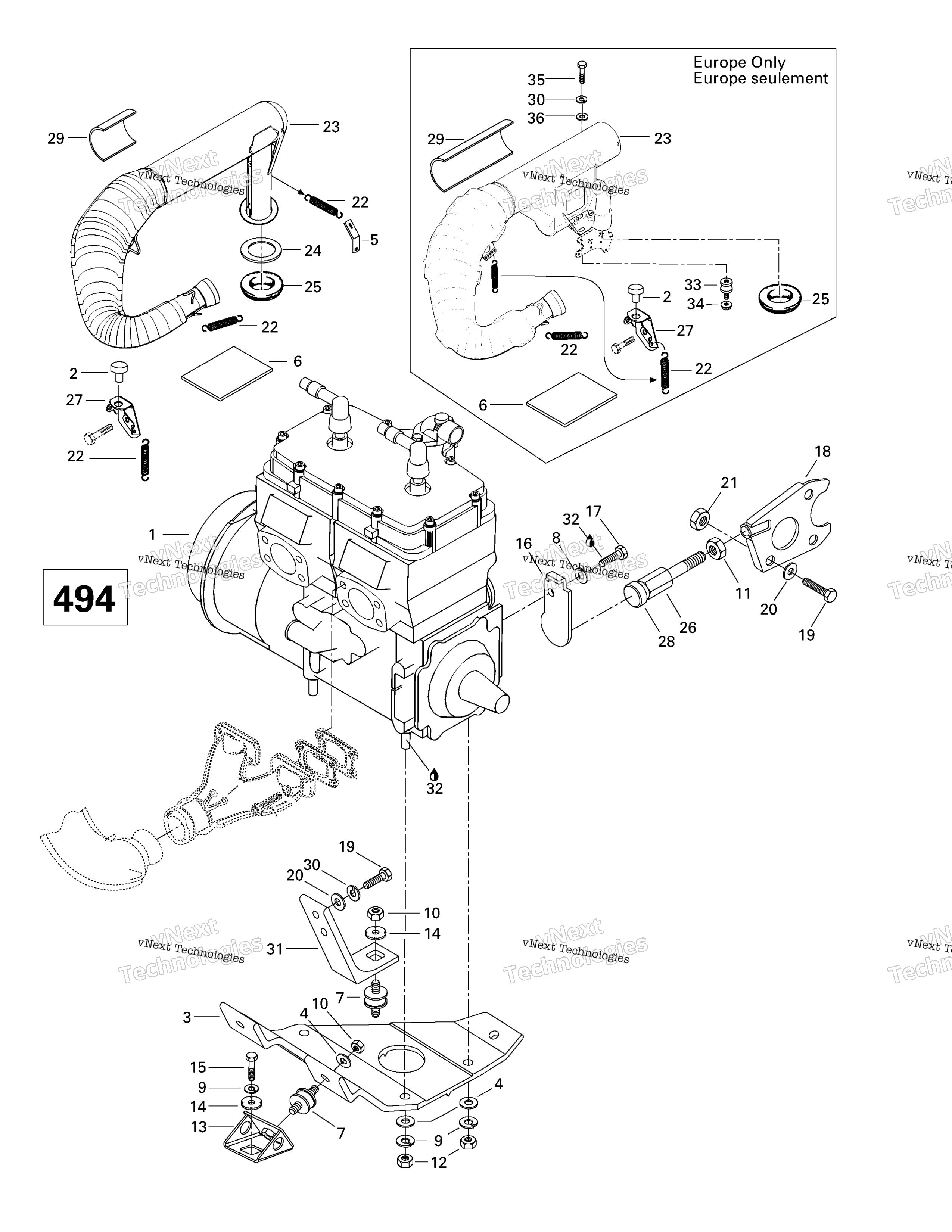 Двигатель Support And Muffler (494)