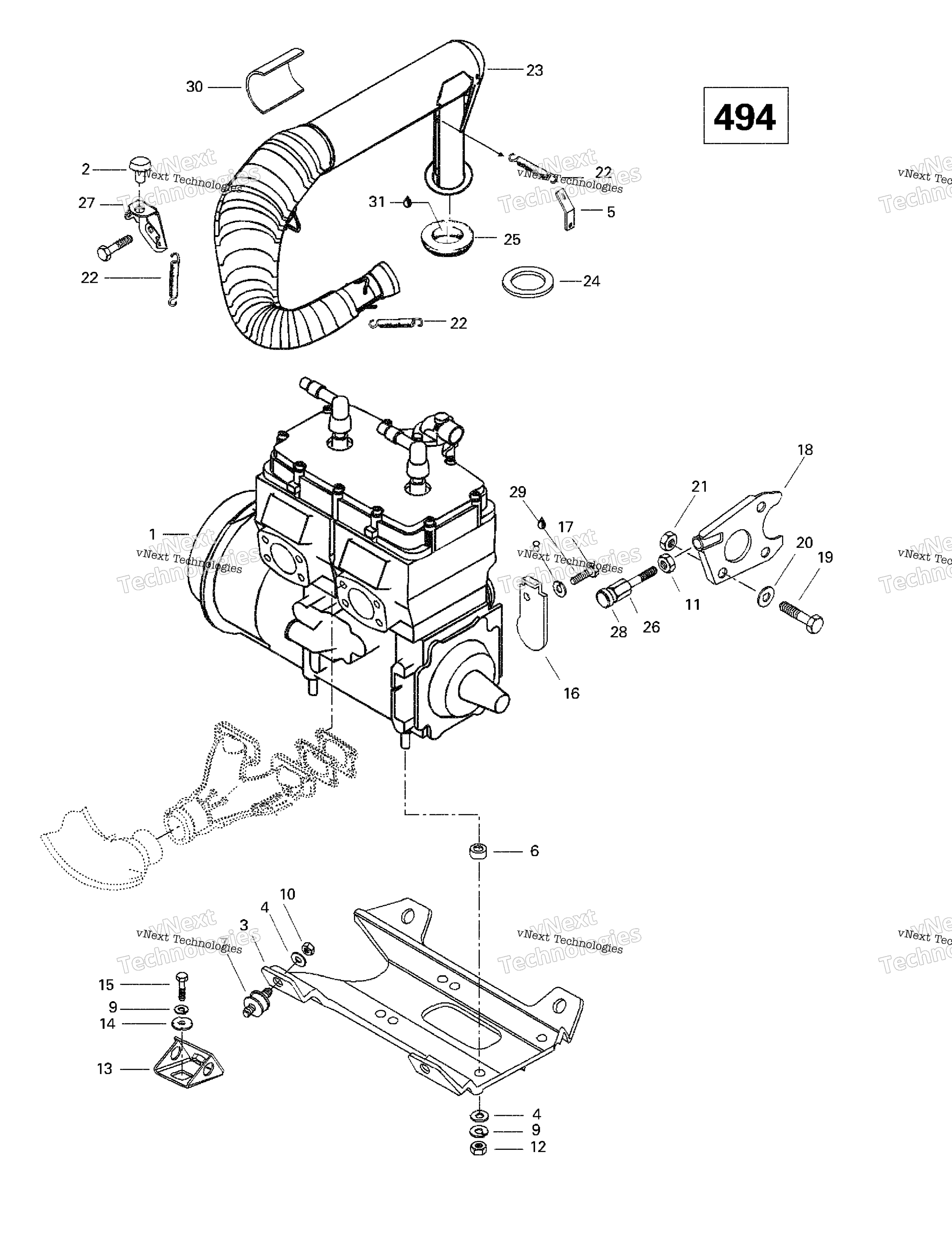 Двигатель Support And Muffler (494)
