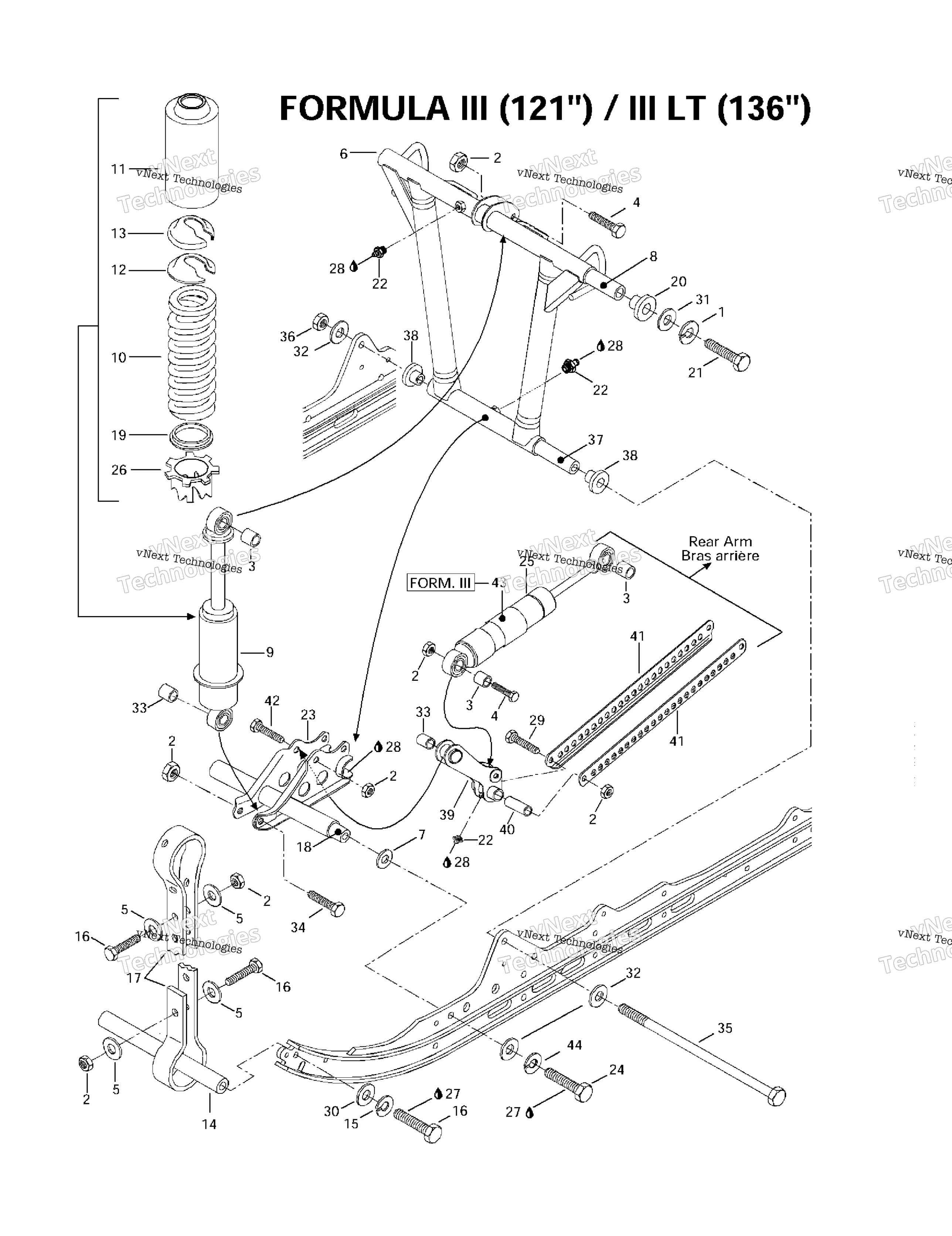 Передняя часть Arm, Rear Suspension 121”-136”
