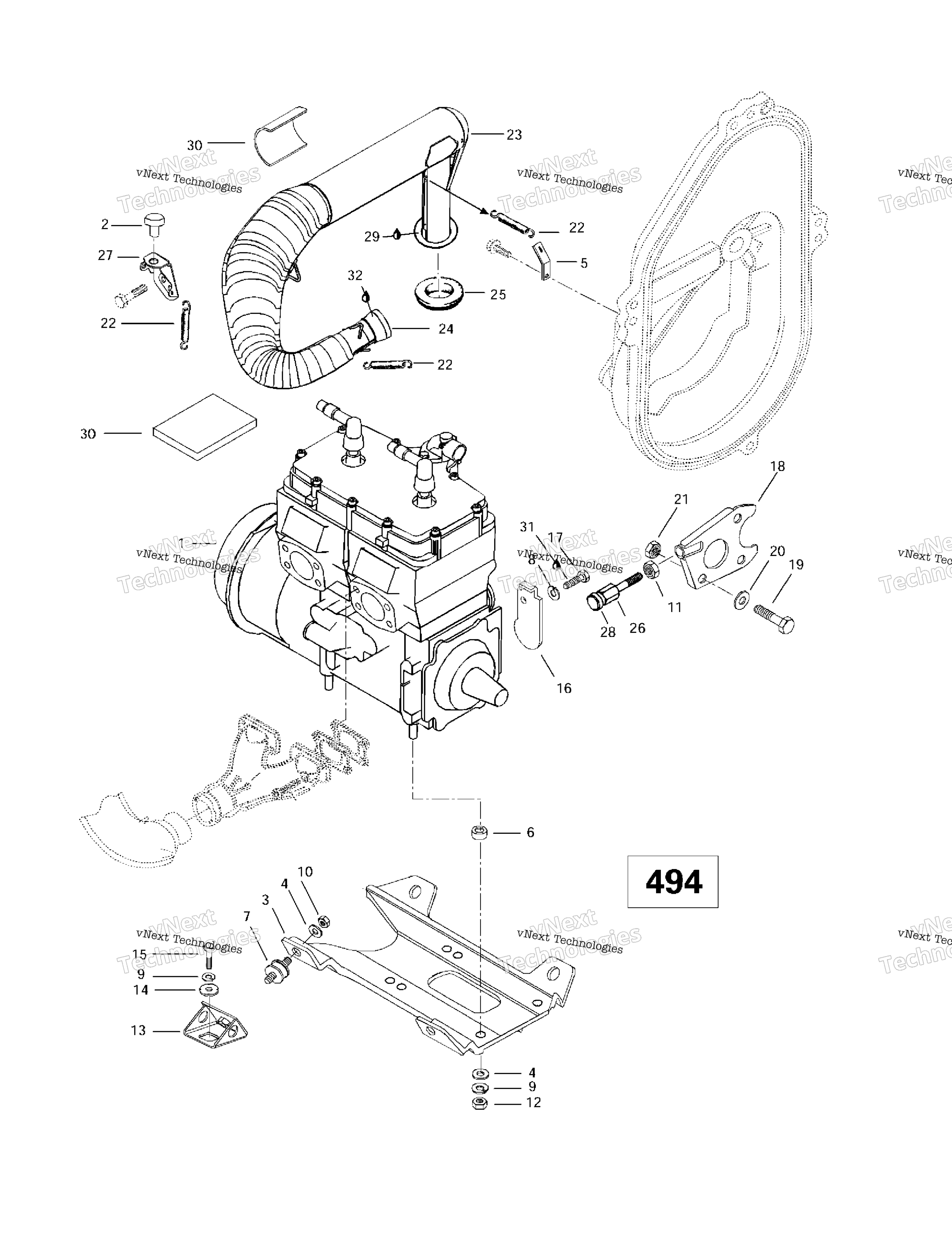 Двигатель Support And Muffler (494)