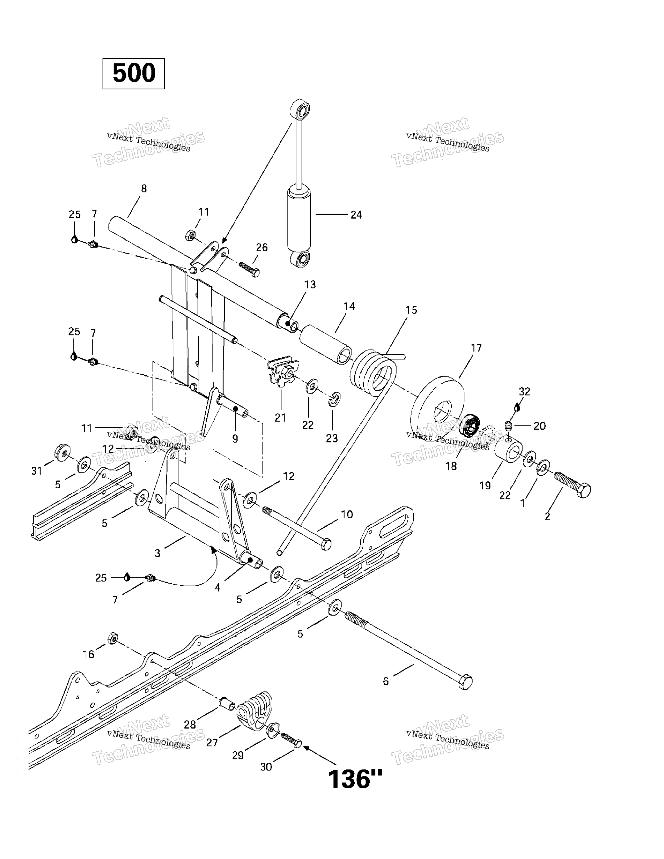 задний Arm, задний подвеска 136”