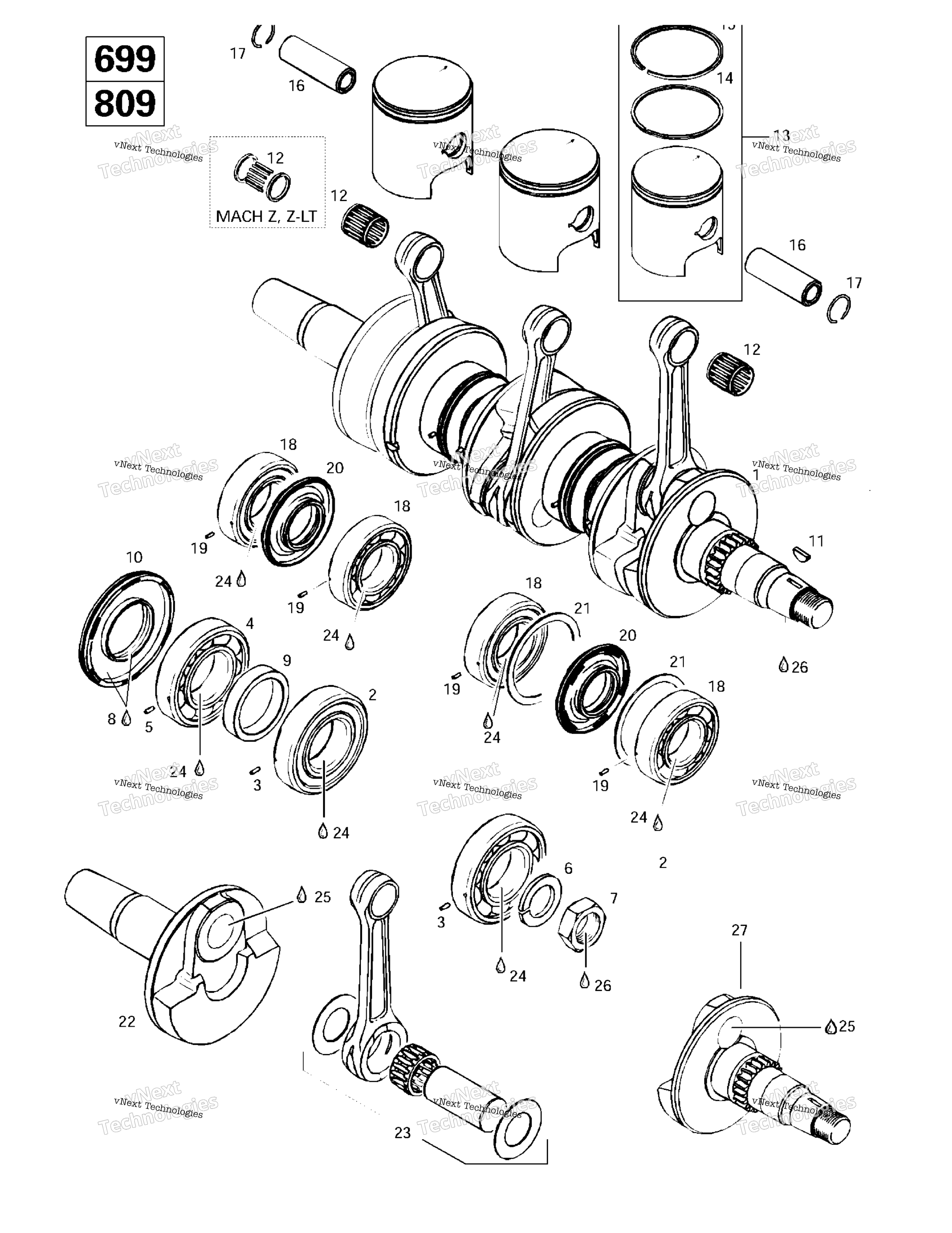 Коленчатый вал And Pistons (699, 809)