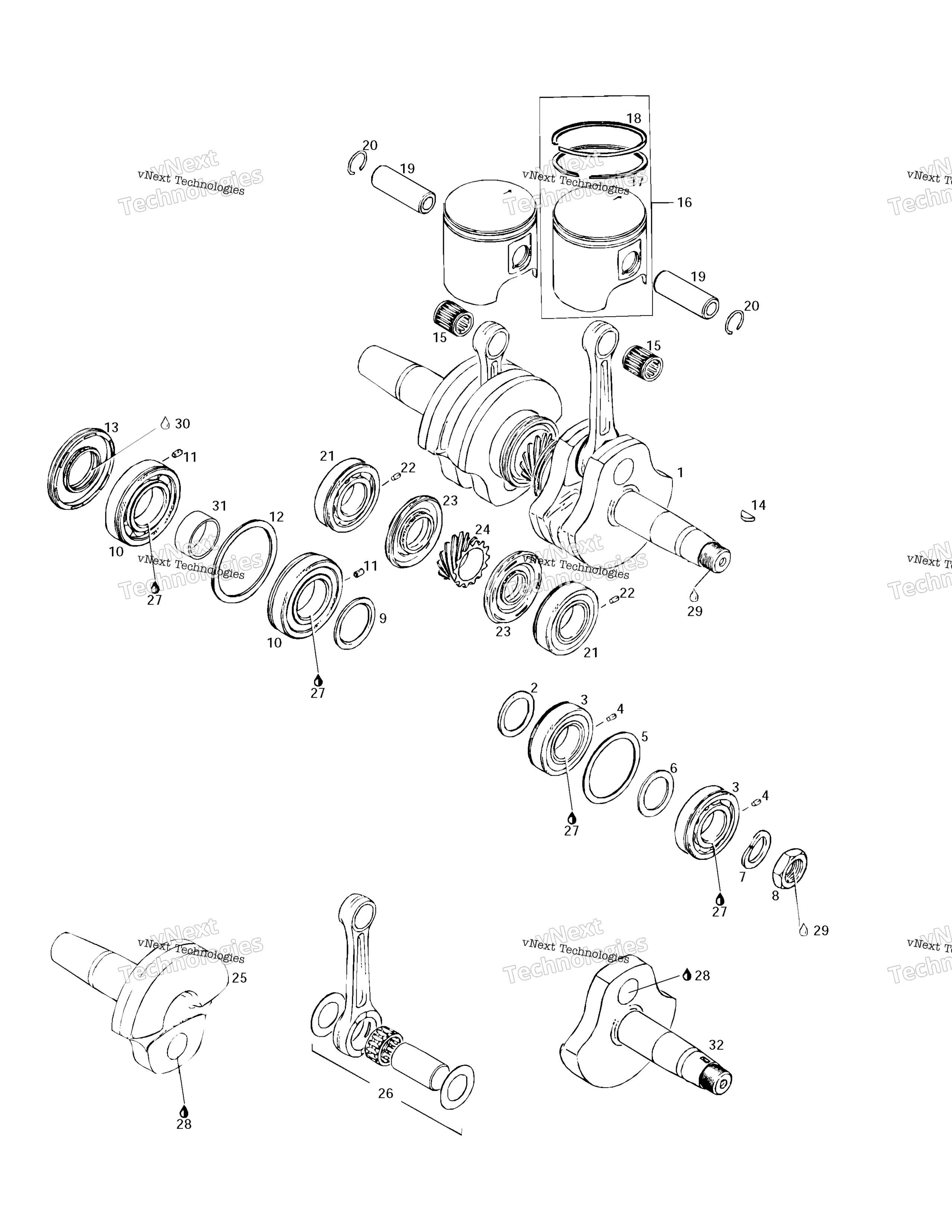 Коленчатый вал And Pistons