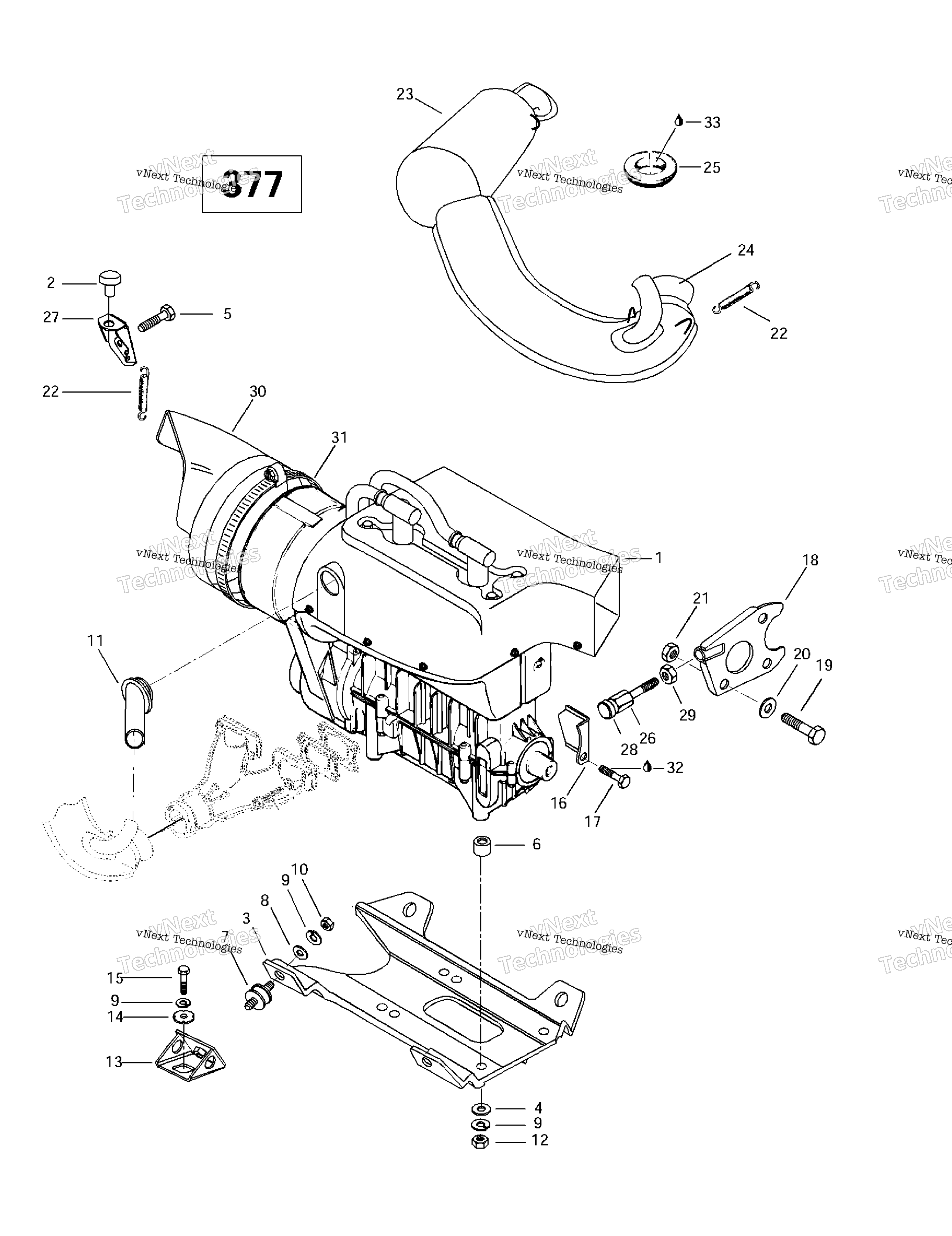 Двигатель Support And Muffler (377)