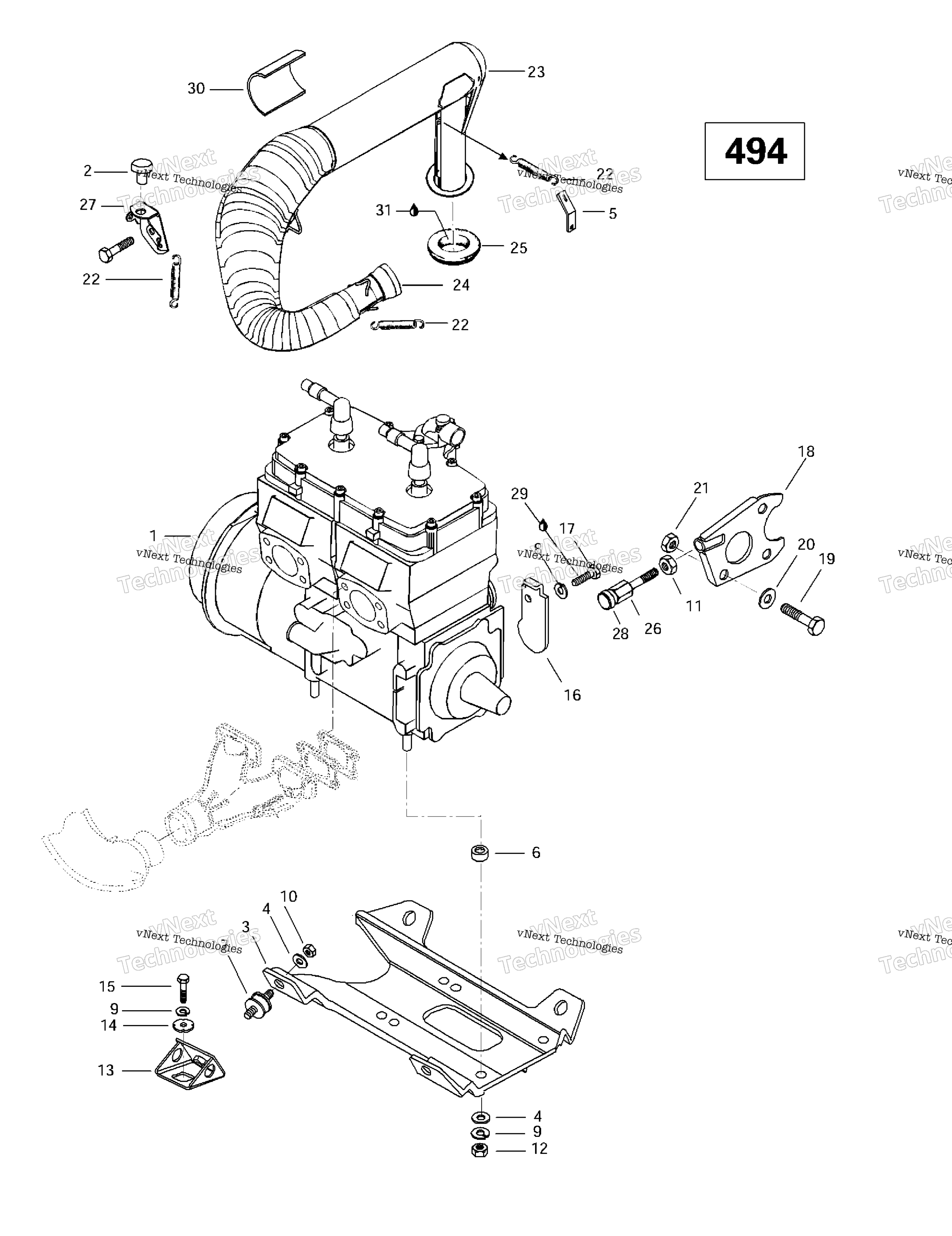 Двигатель Support And Muffler (494)