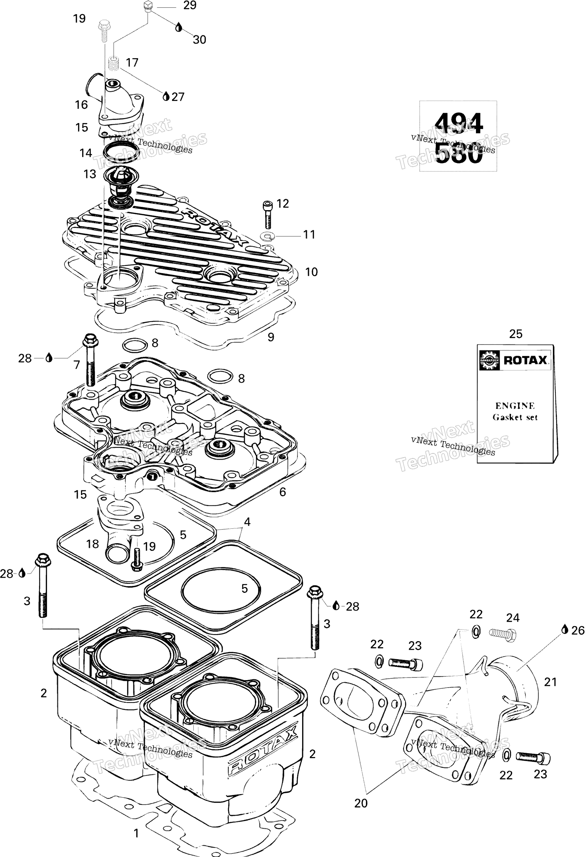 Цилиндр And Exhaust Manifold 500