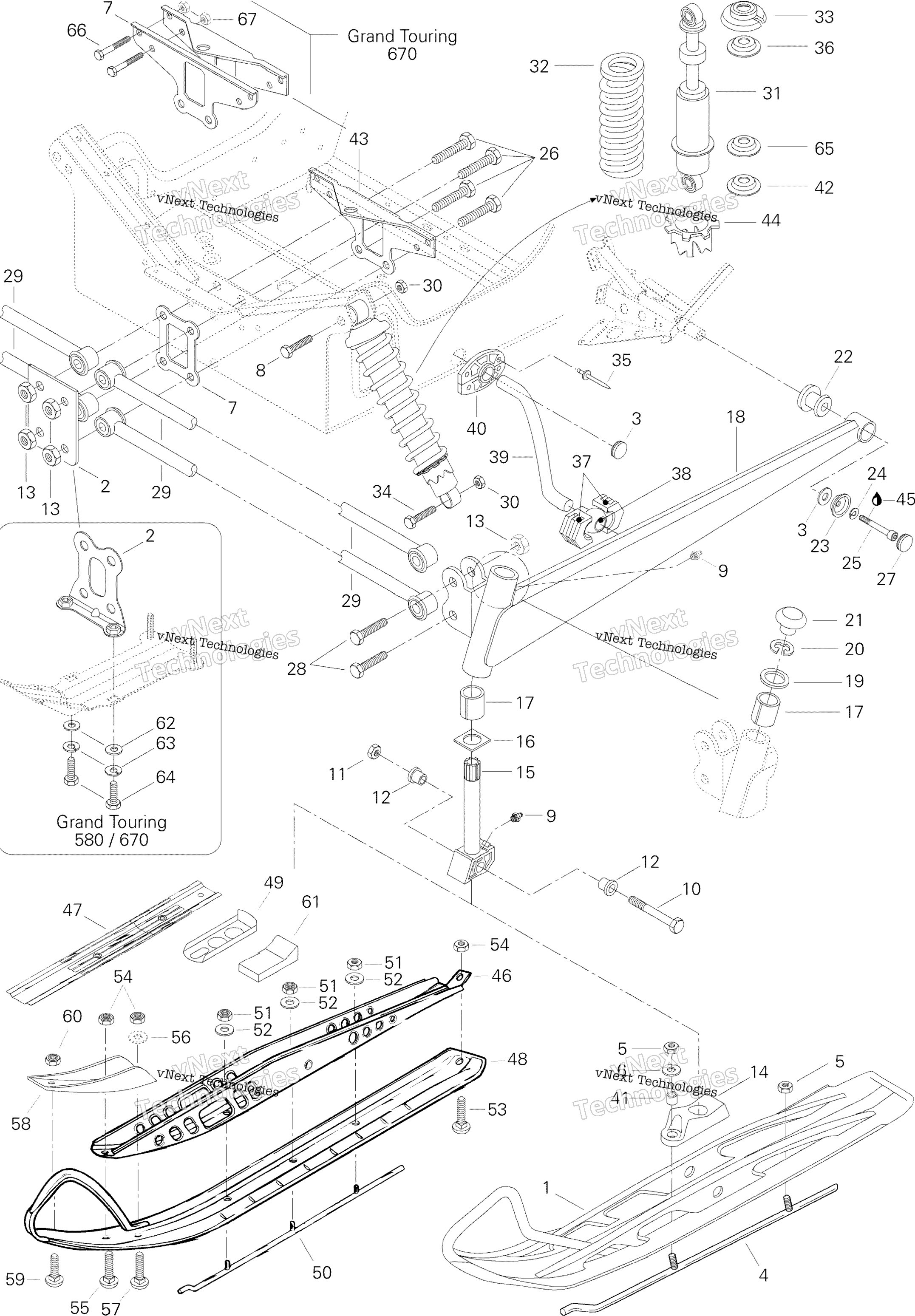 Передняя часть Suspension And Ski 670Se