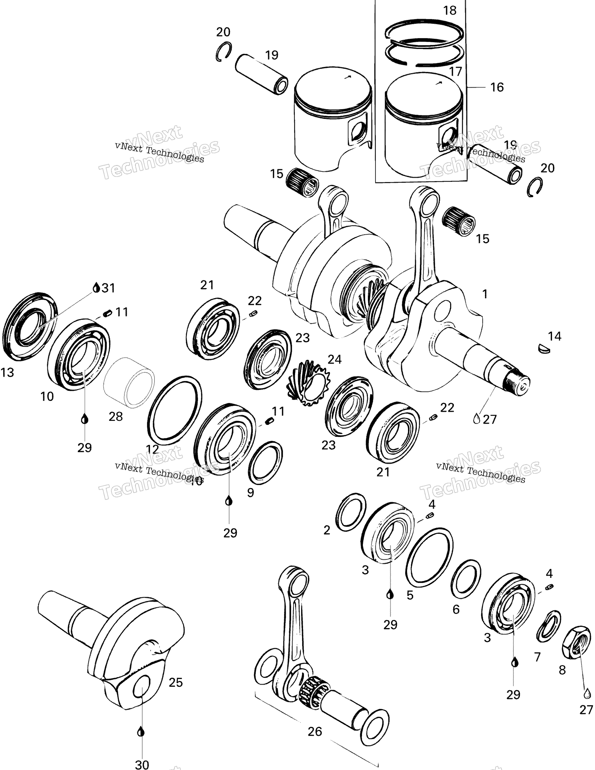 Коленчатый вал And Pistons