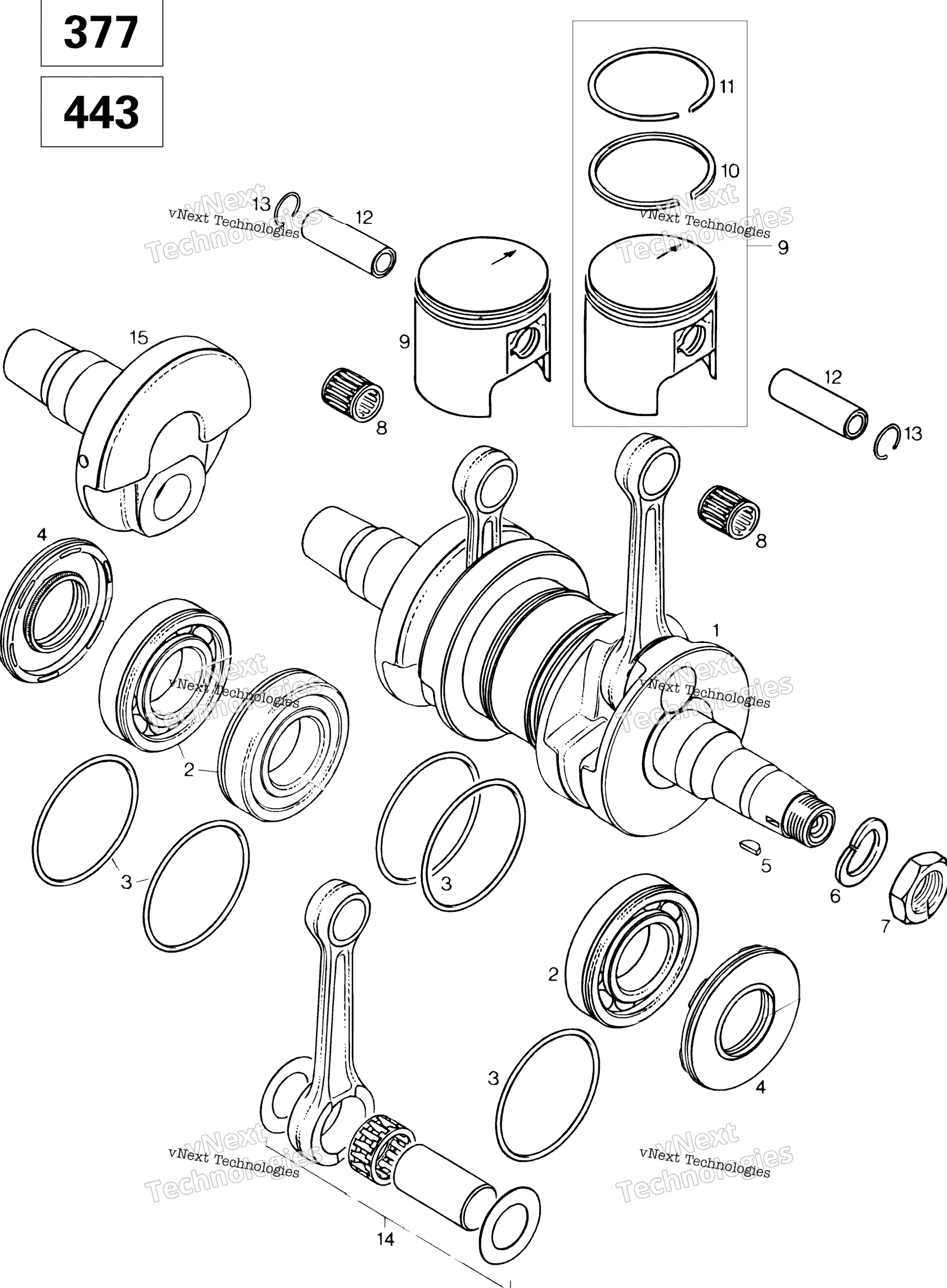 Коленчатый вал And Pistons 443