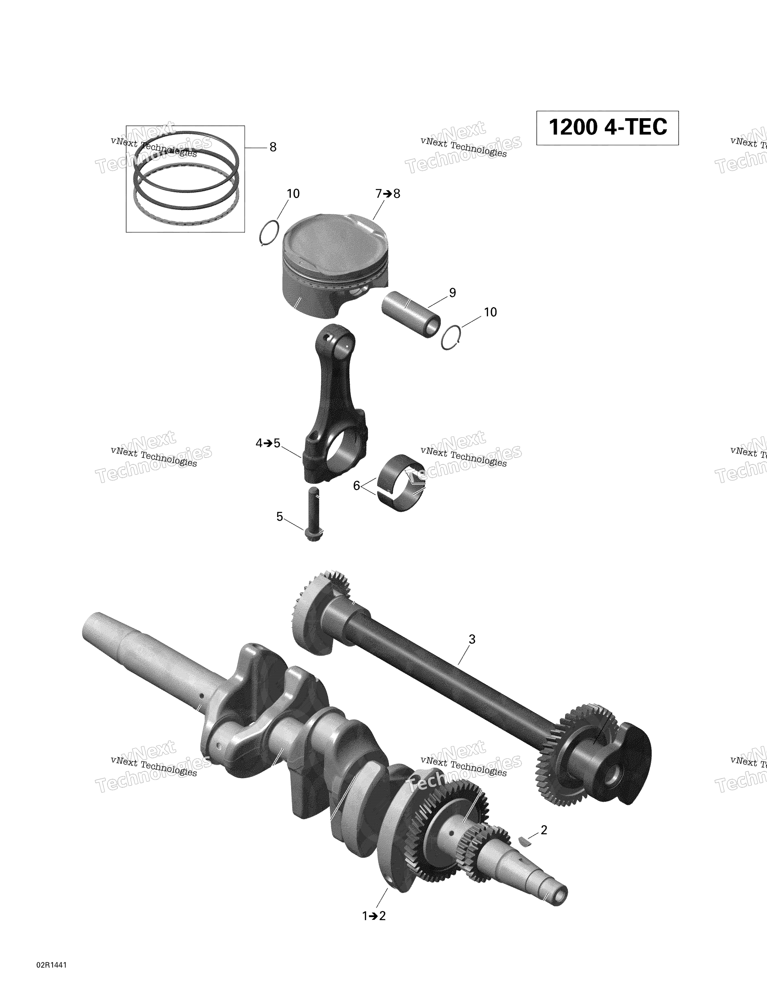 Crankshaft, Pistons и Balance Shaft