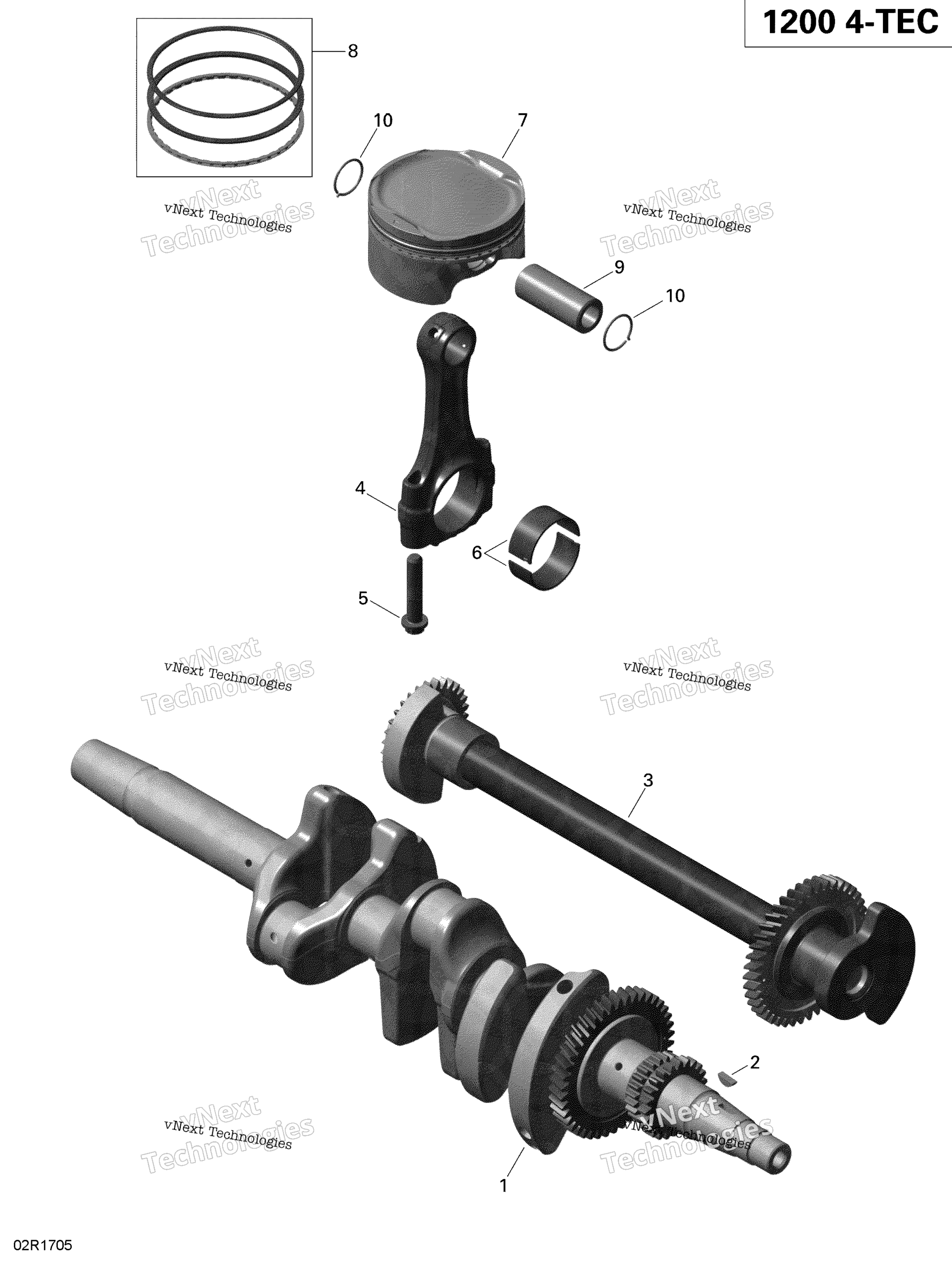 Crankshaft, Pistons и Balance Shaft 1200 Itc 4 Tec