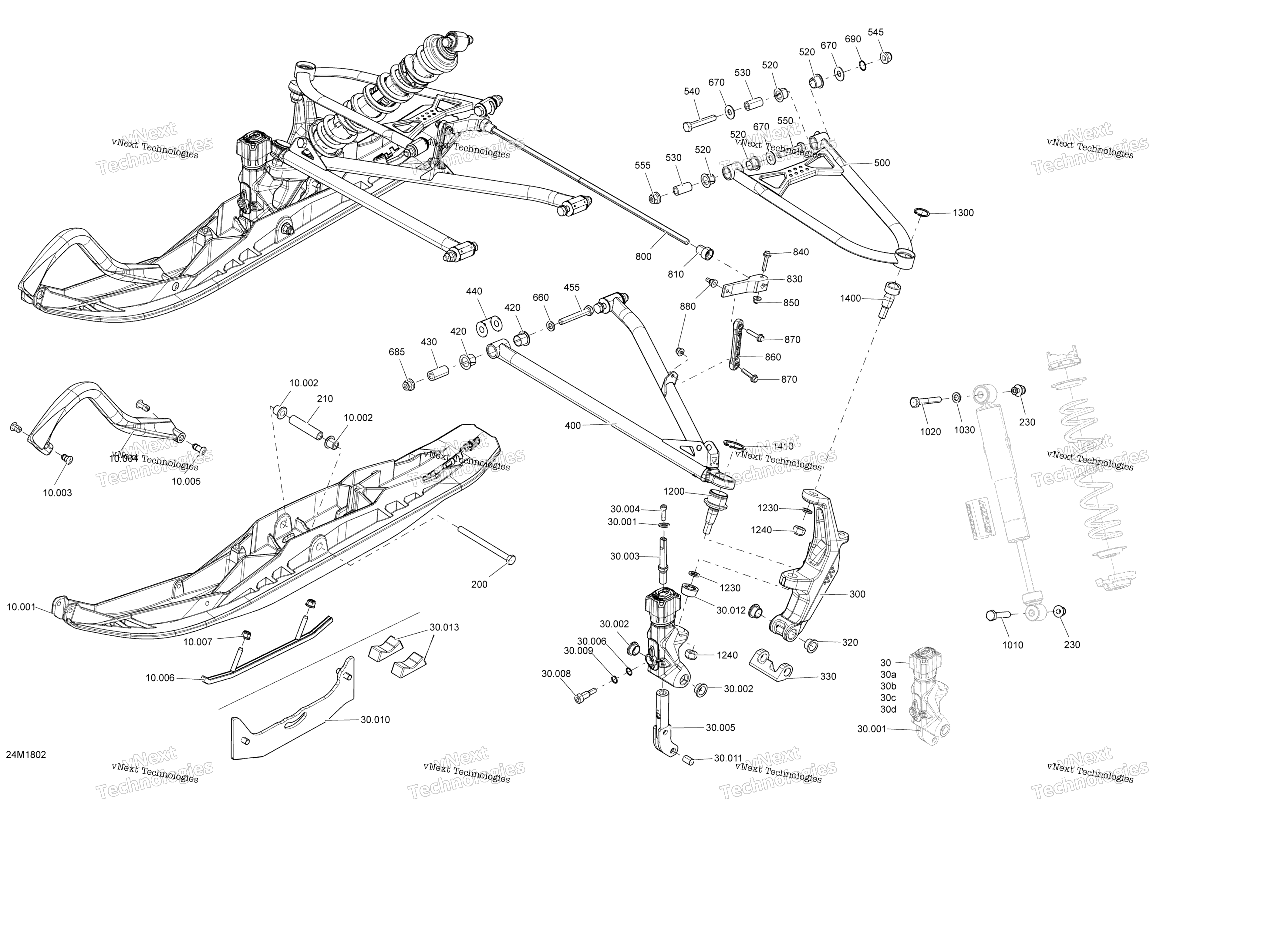 Передняя часть Suspension And Ski Mxz Engine 600Ho E-Tec, 900 Ace, 1200 4-Tec - Package Blizzard