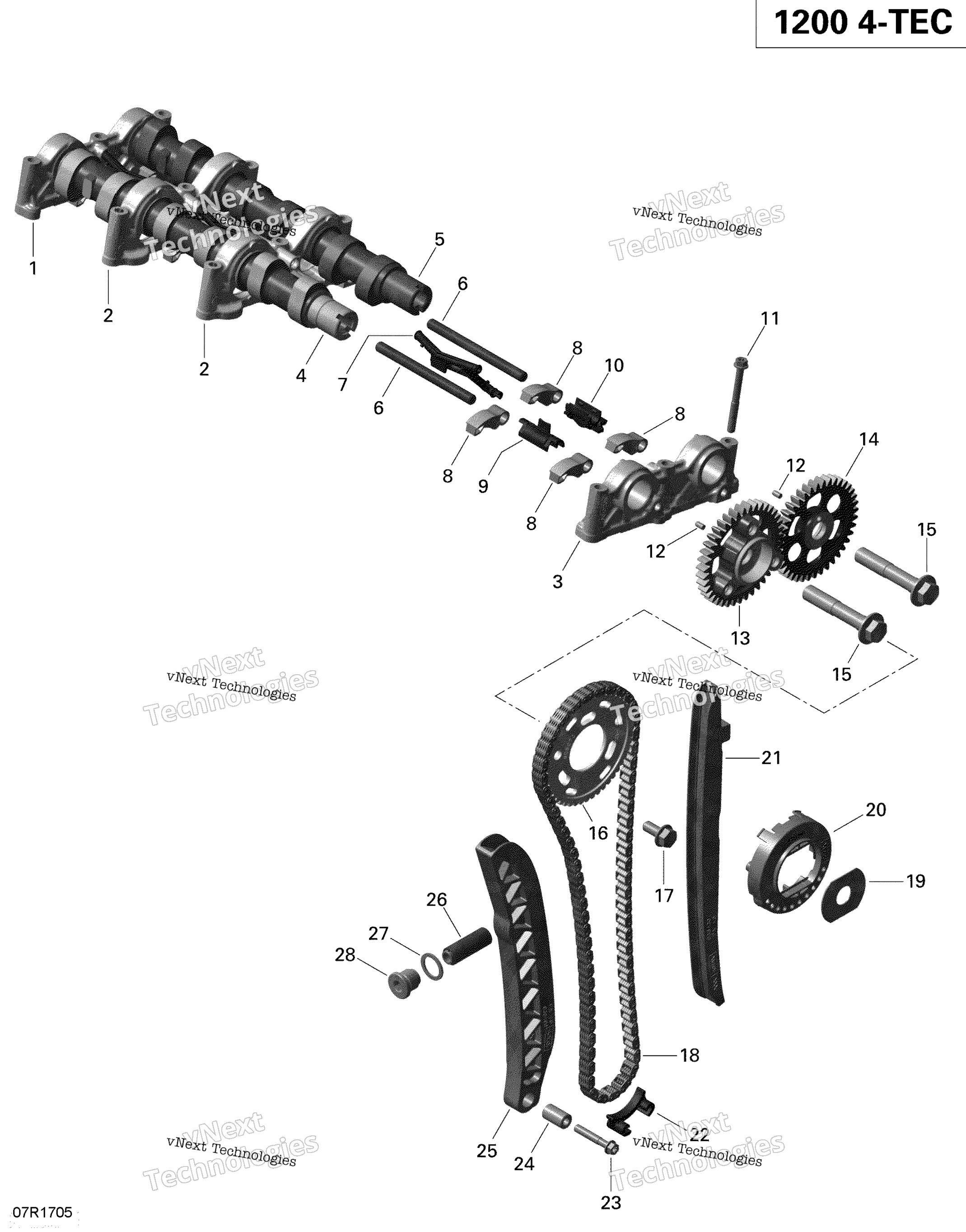 Camshafts и Timing цепь 1200 Itc 4 Tec