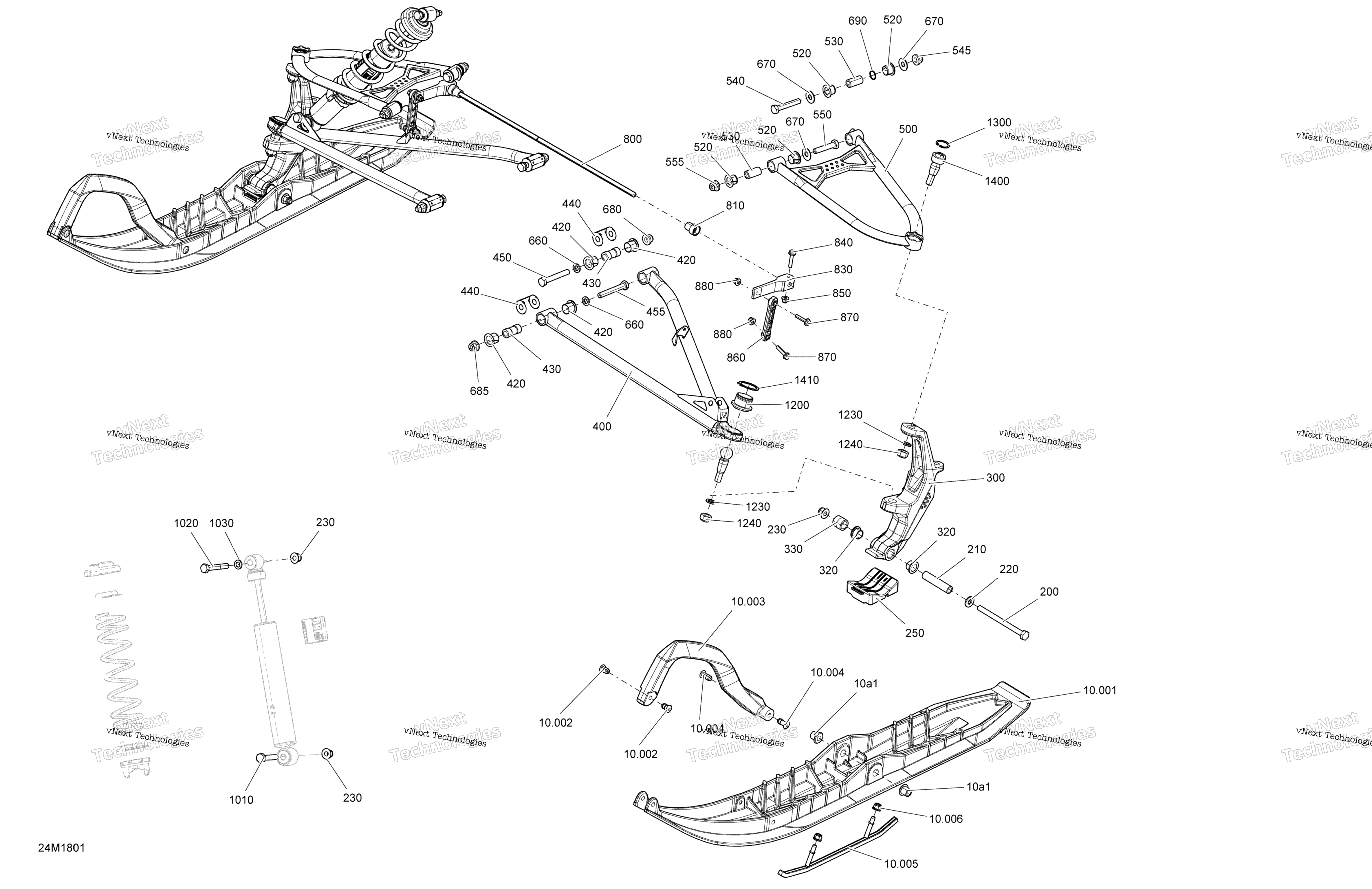 Передняя часть Suspension And Ski Grand Touring - 900 Ace, 1200 4-Tec - Package Le