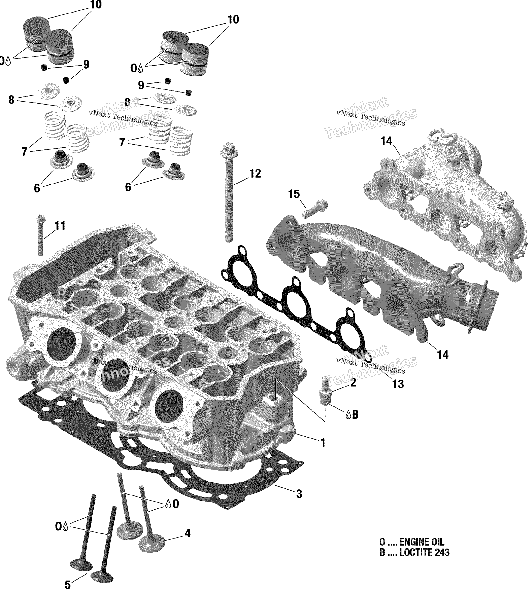 Цилиндр Head And Exhaust Manifold 900 Ace