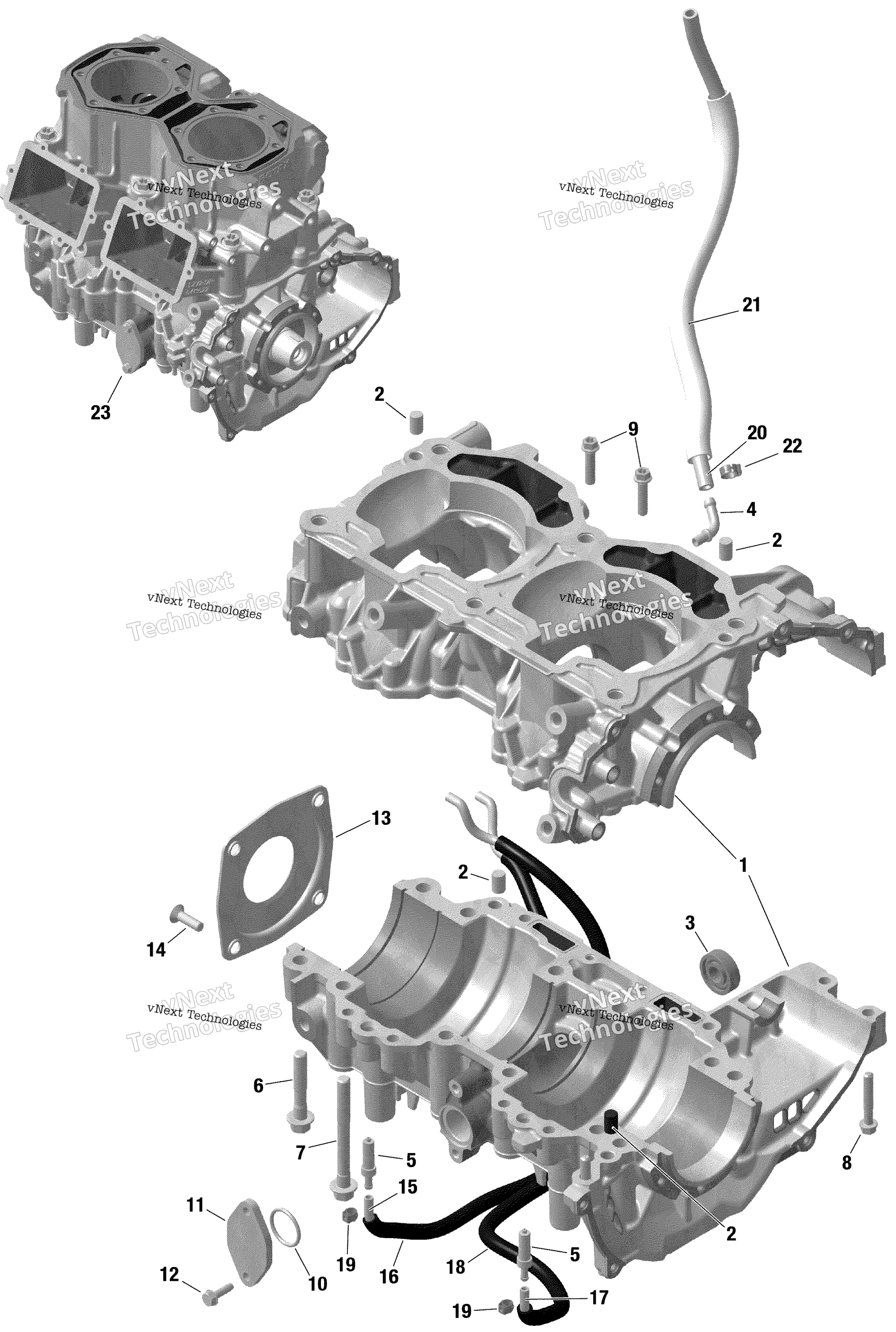 Двигатель - Crankcase - 600R E-Tec