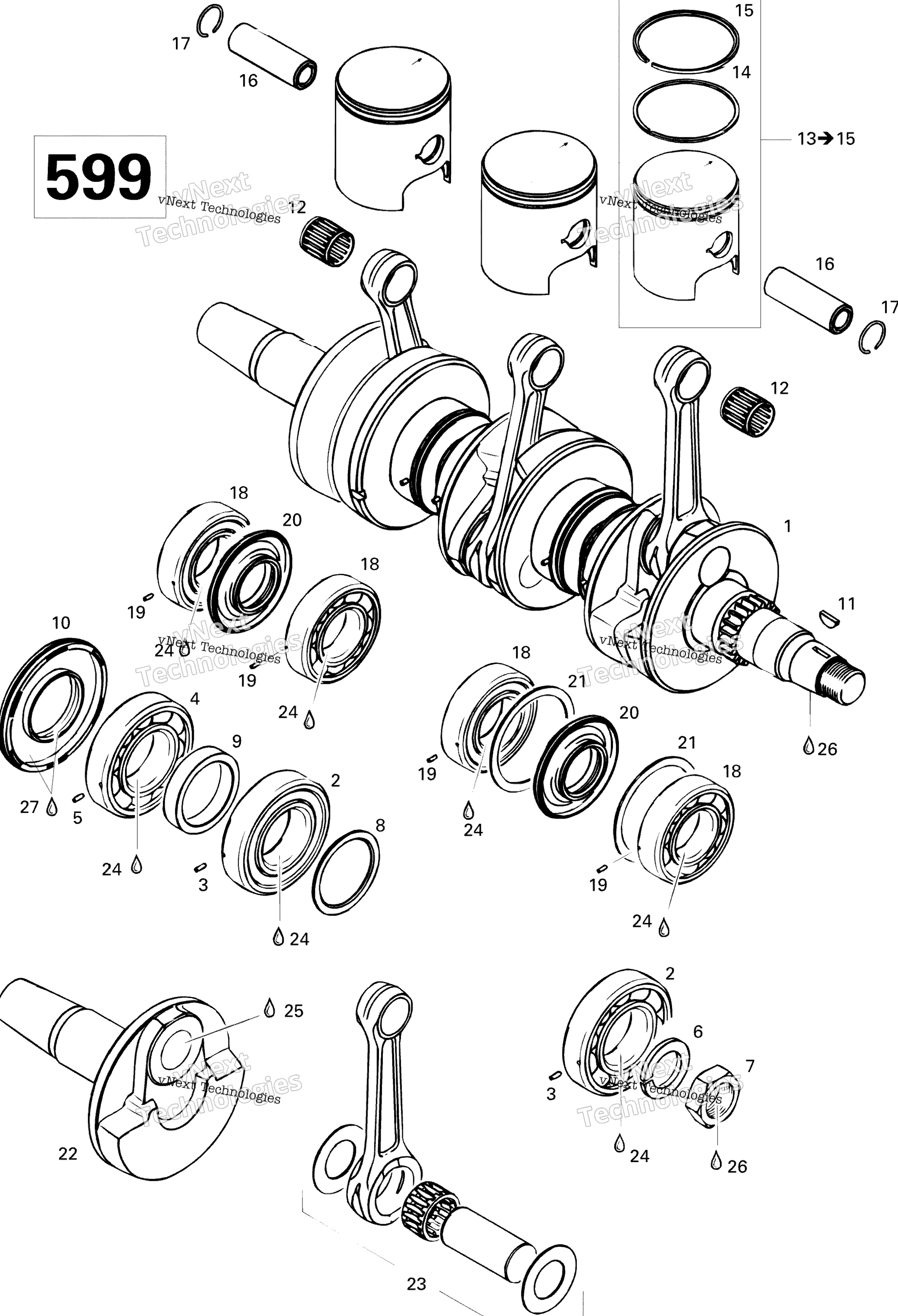 Коленчатый вал And Pistons 599