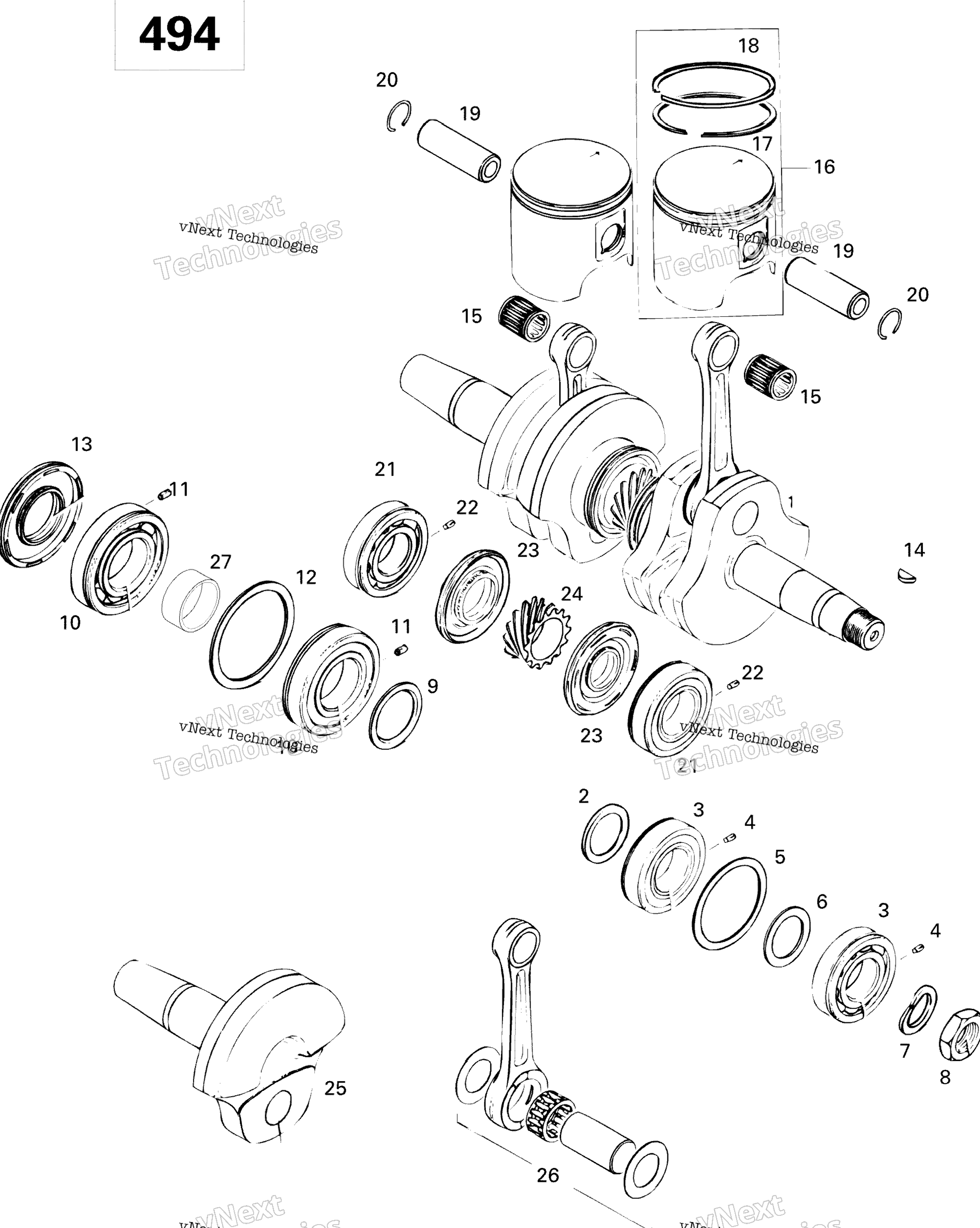 Коленчатый вал And Pistons 494