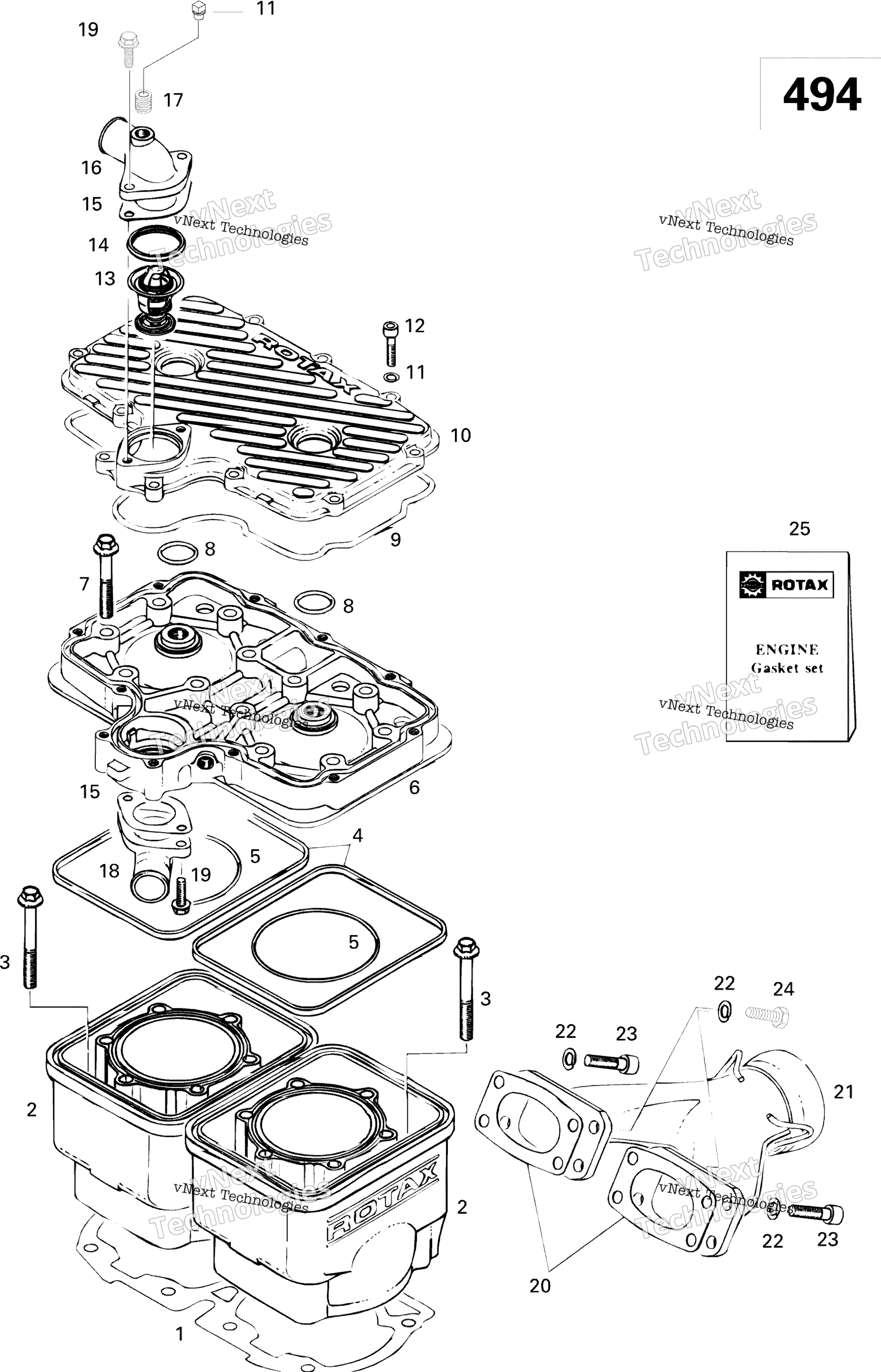 Цилиндр And Exhaust Manifold 494