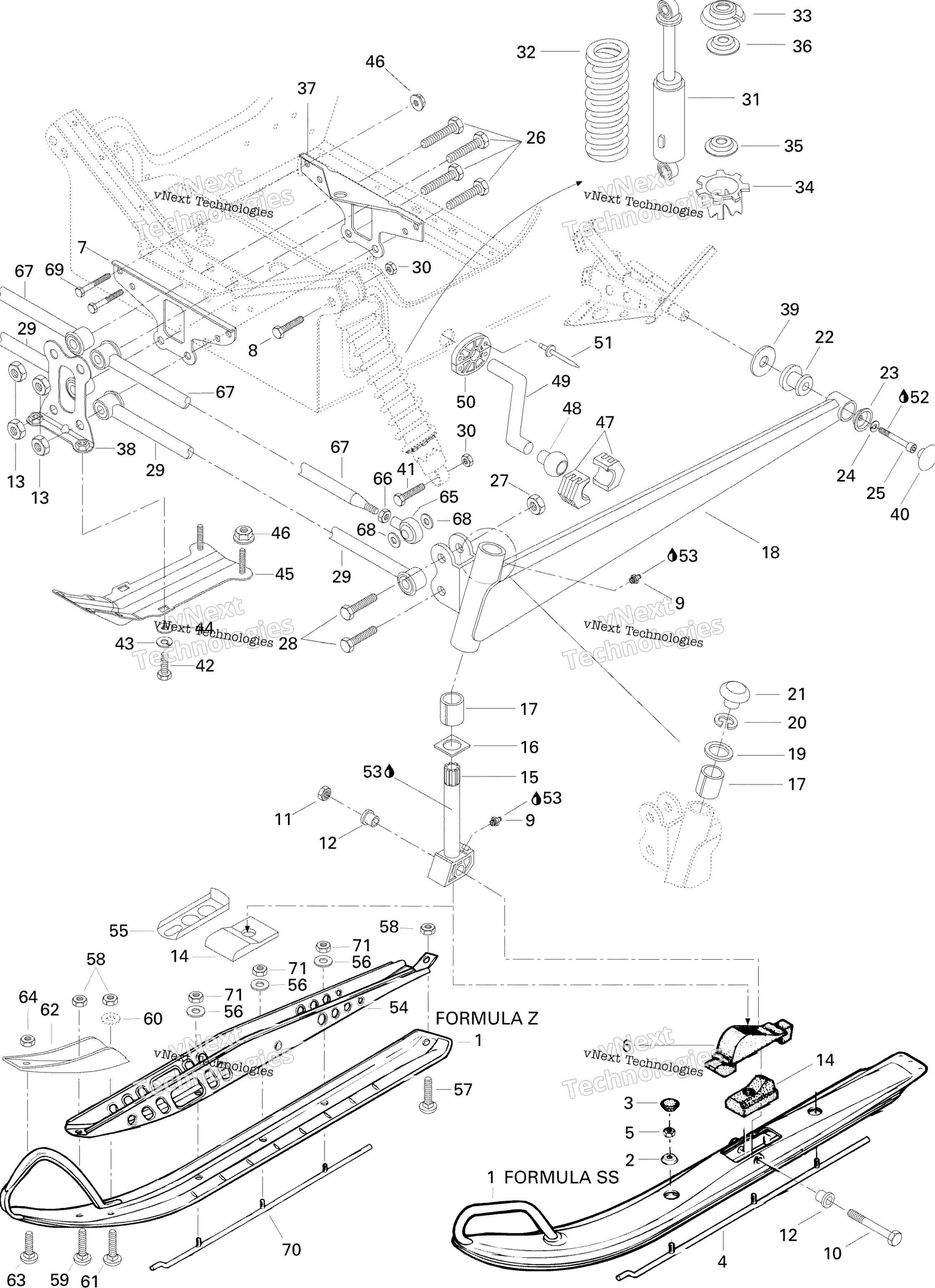 Передняя часть Suspension And Ski Formula Ss