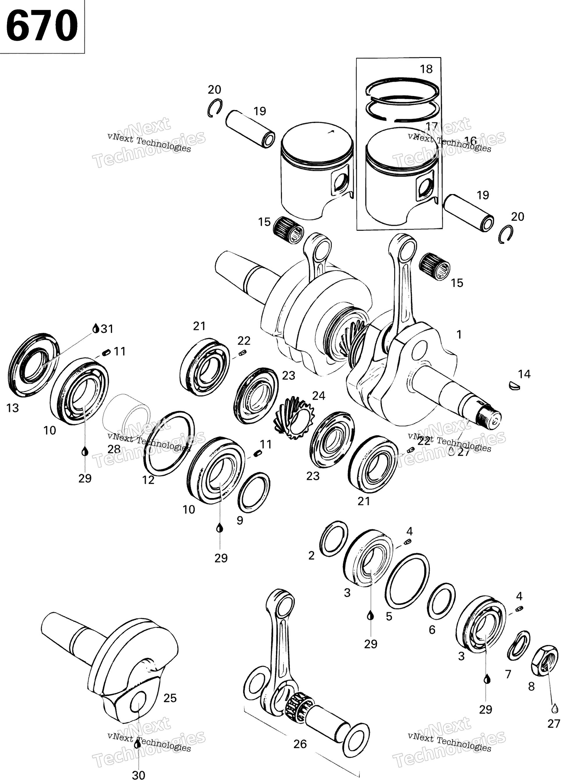 Коленчатый вал And Pistons 670