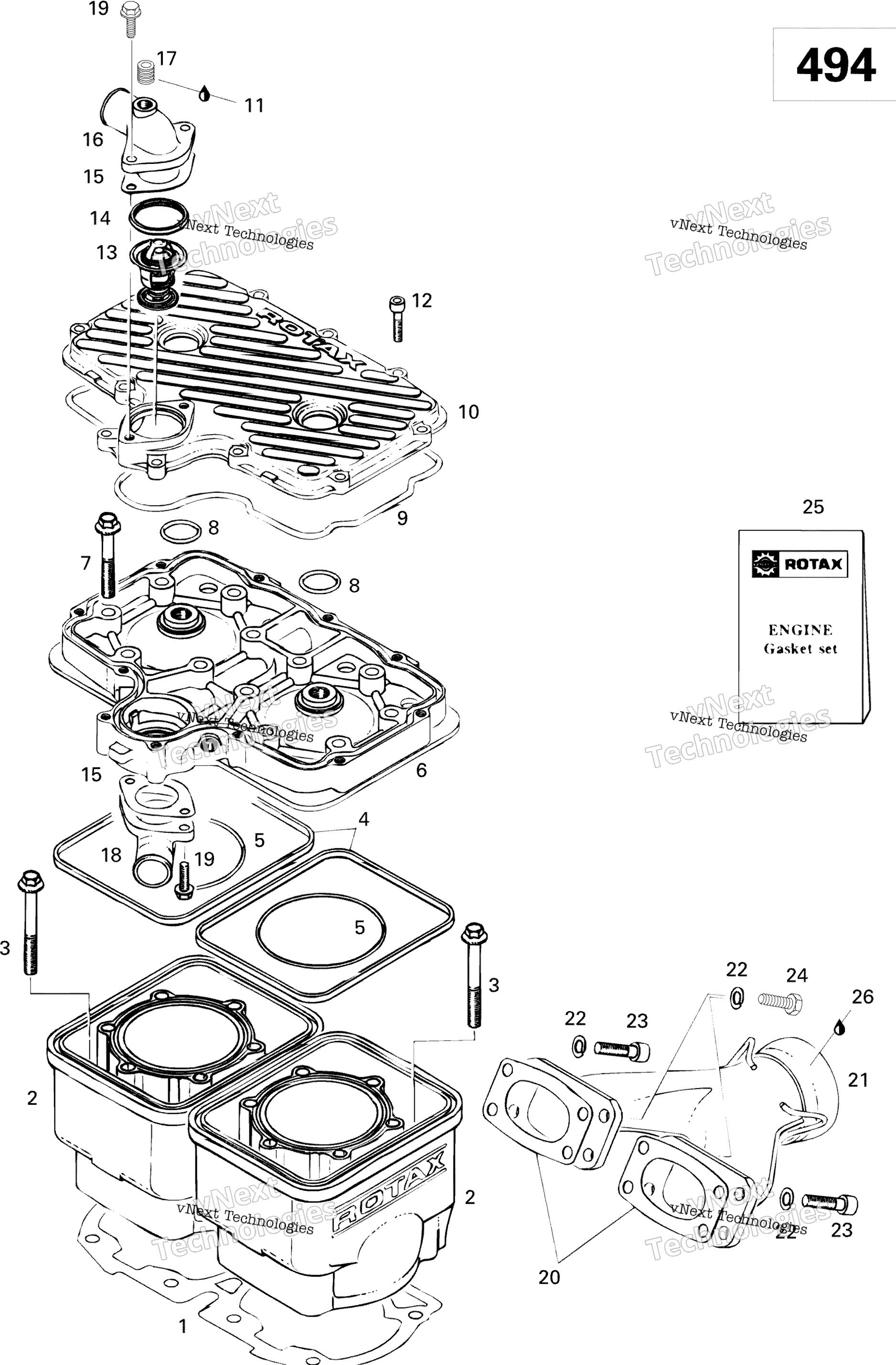 Цилиндр And Exhaust Manifold 500