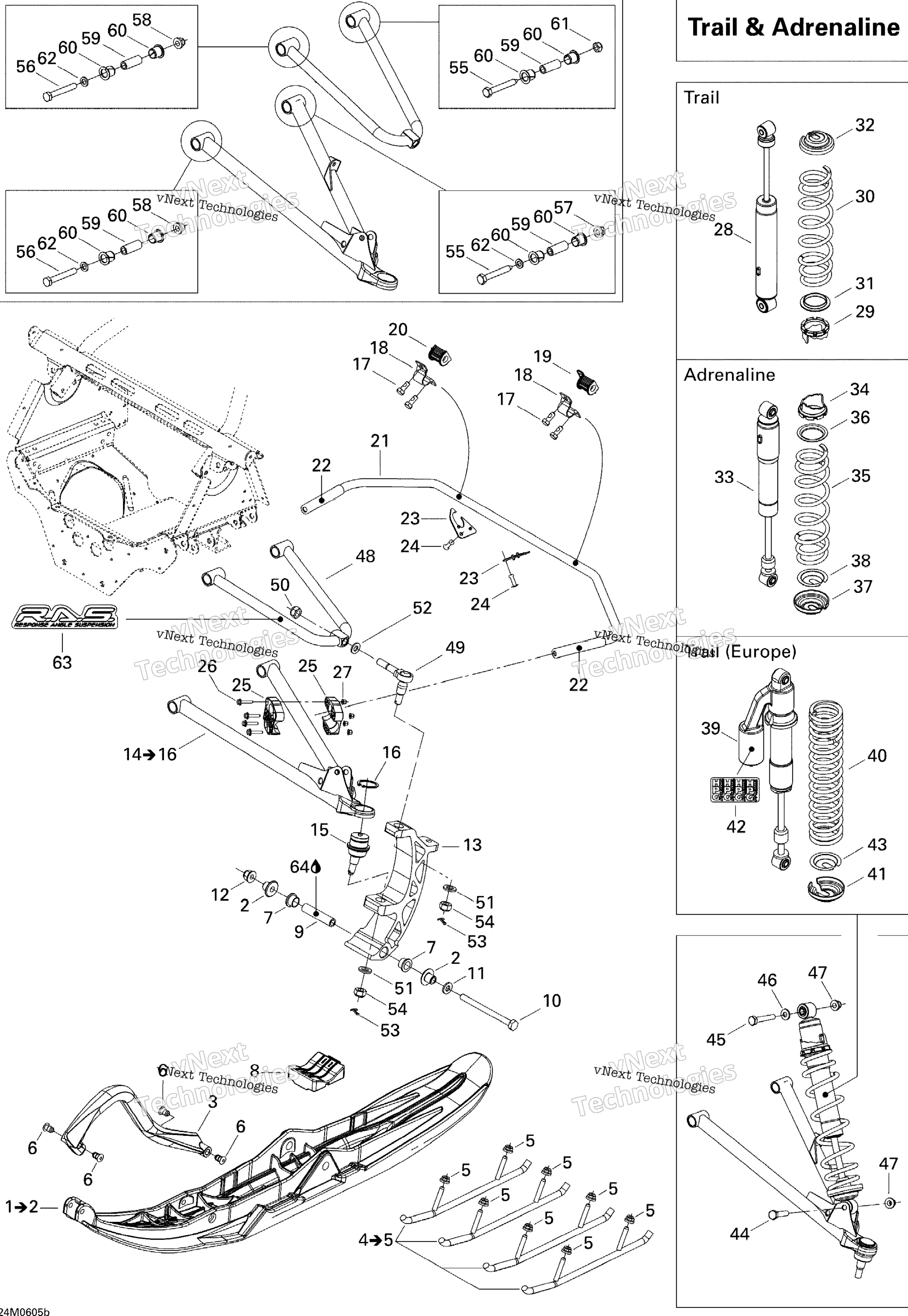 Передняя часть Suspension And Ski 500 Trail