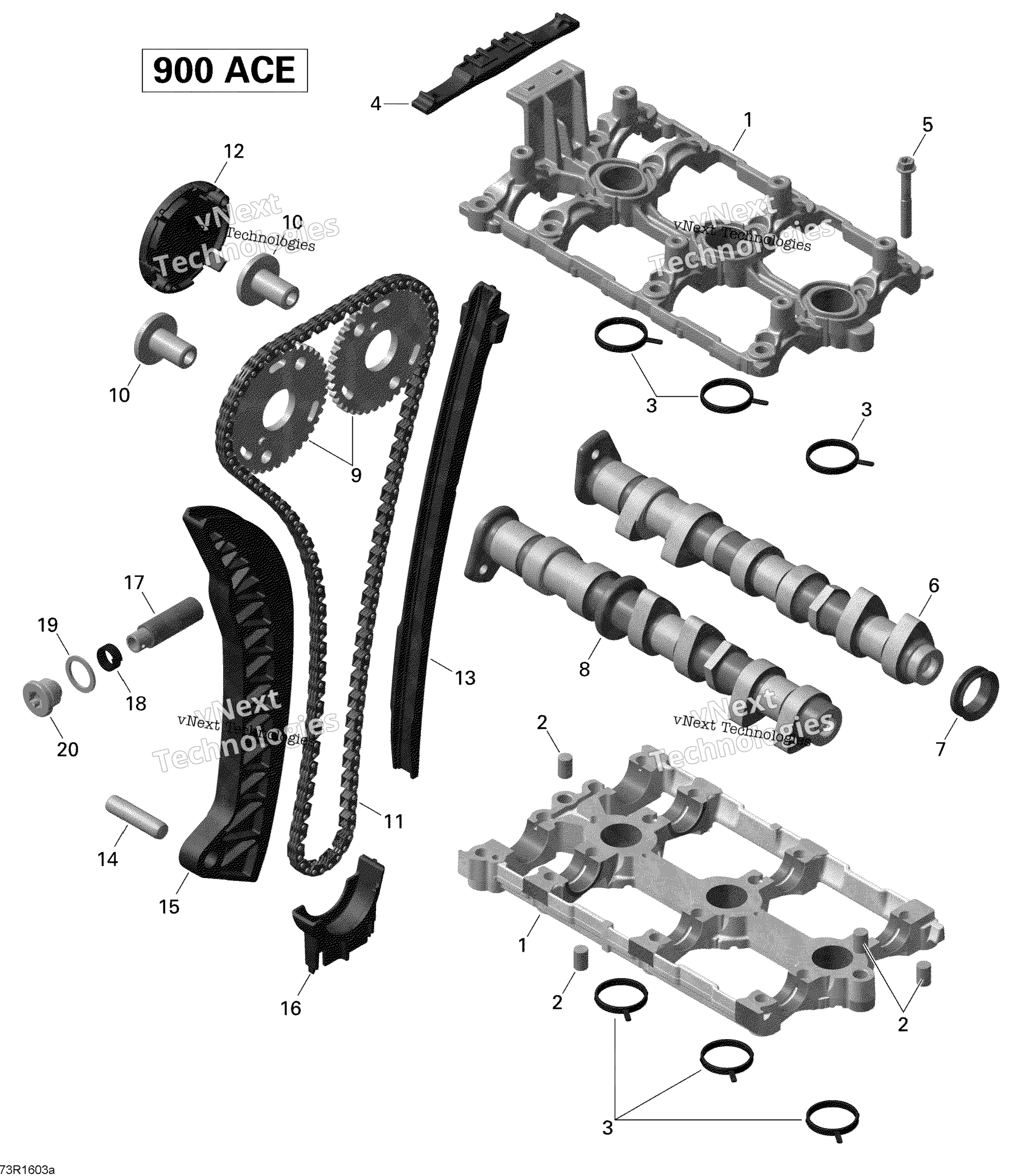 Camshafts и Timing цепь 900 Ace