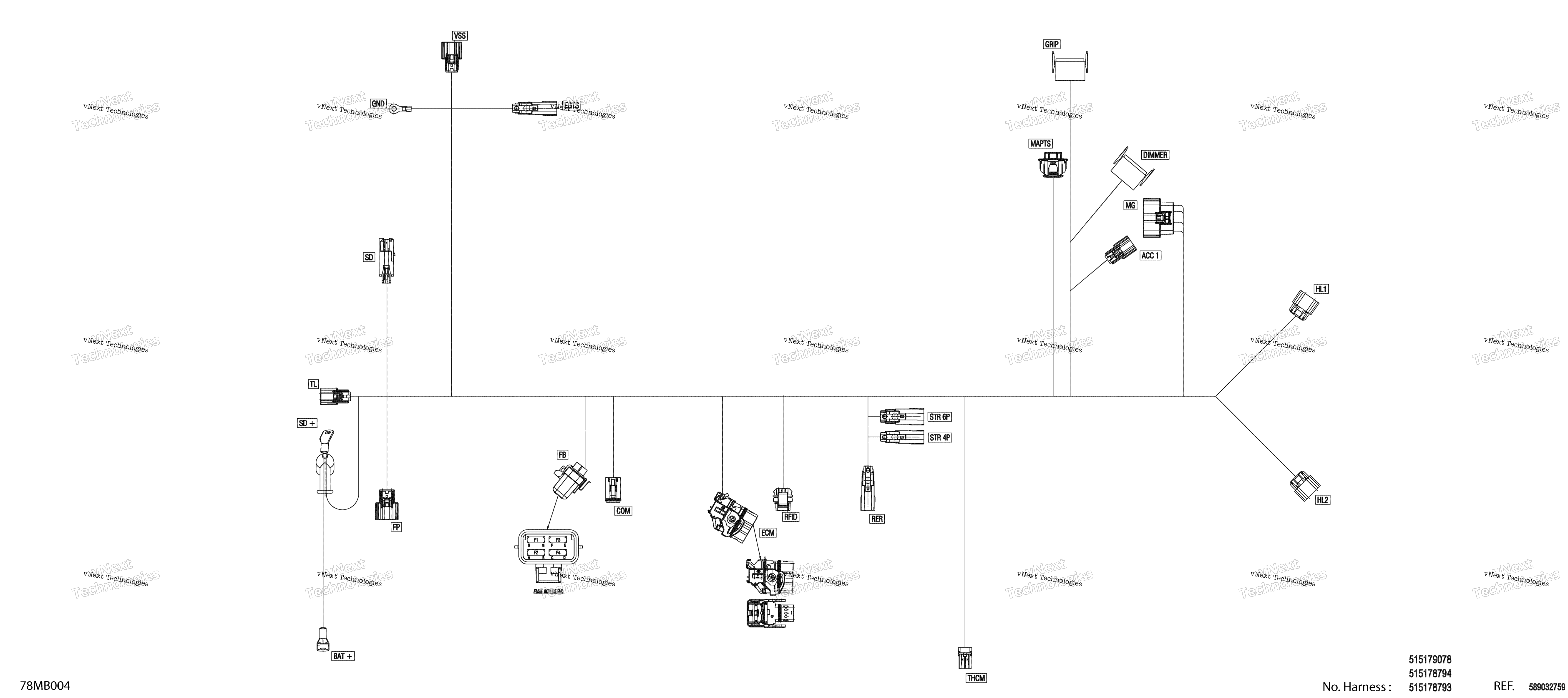 Электрооборудование - Main Harness - 515178794