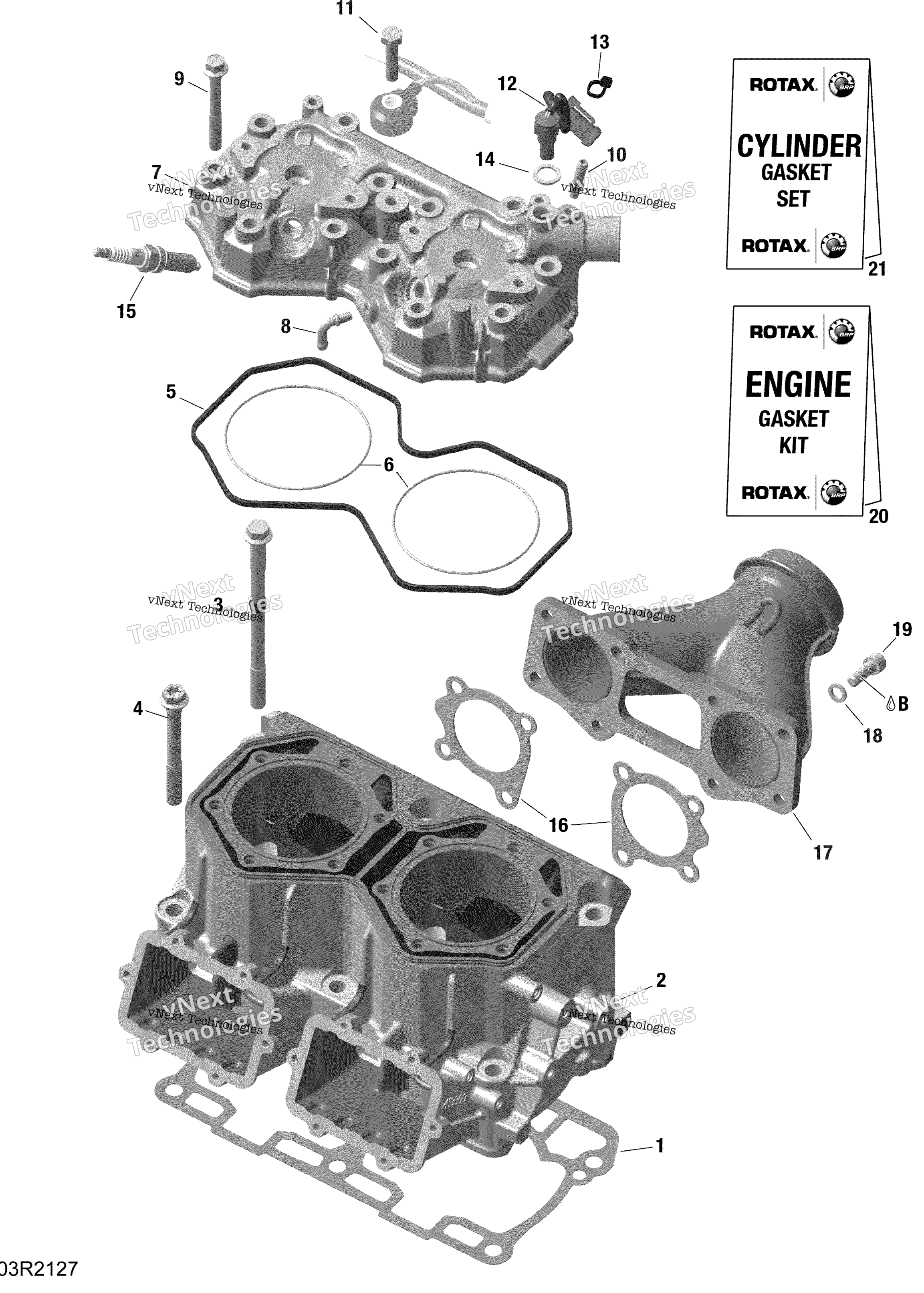 Rotax цилиндр и цилиндр головка Na Shot