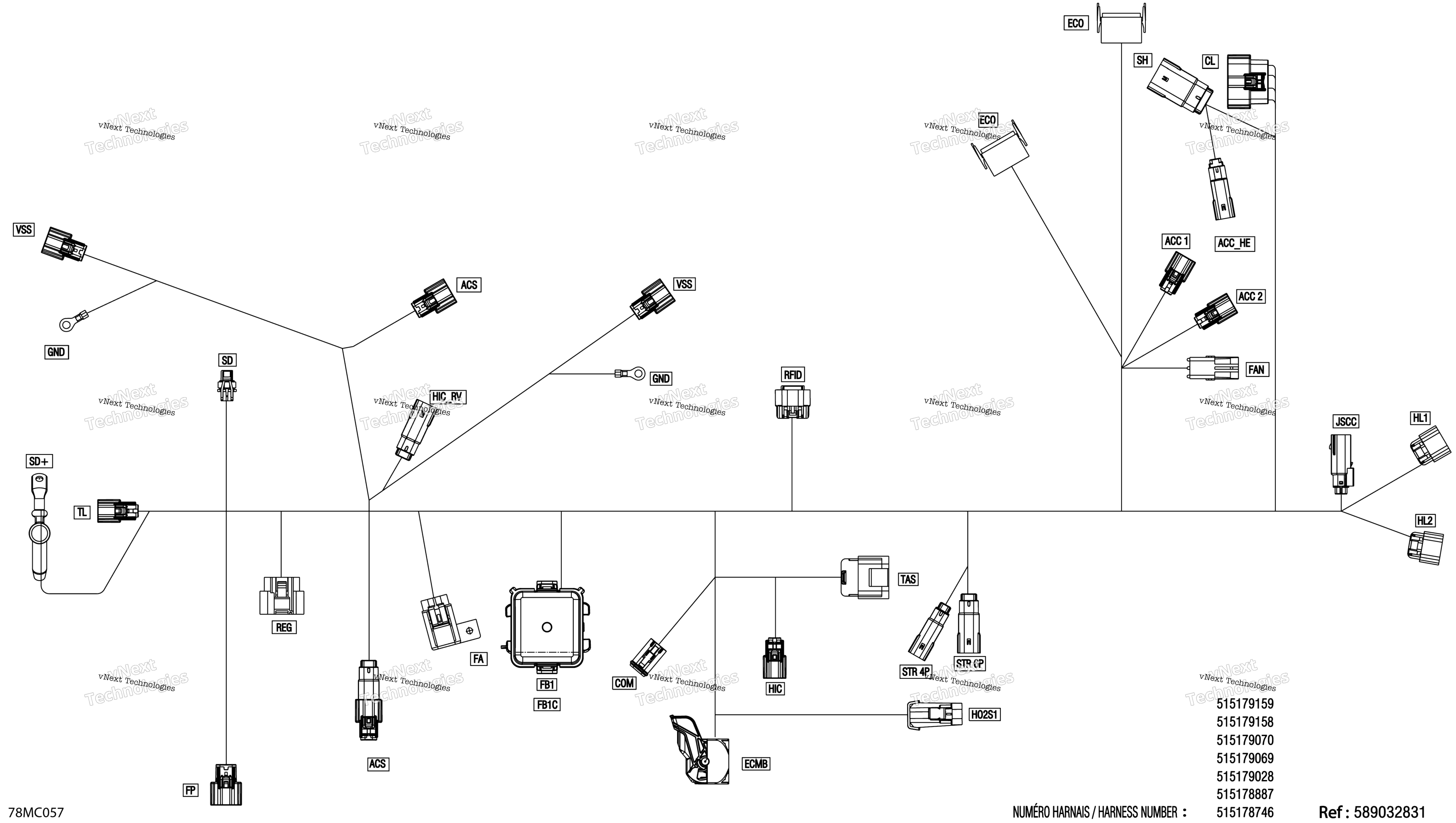Электрооборудование - Main Harness - 515178999 - Model With Multigauge Vip Medium