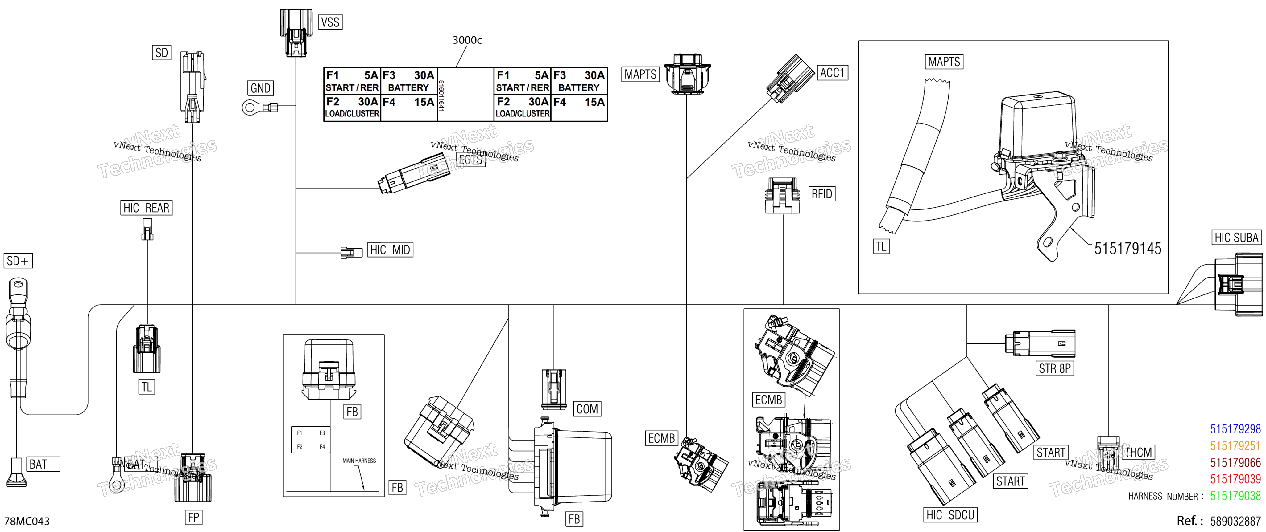 Электрооборудование - Main Harness - 515179369