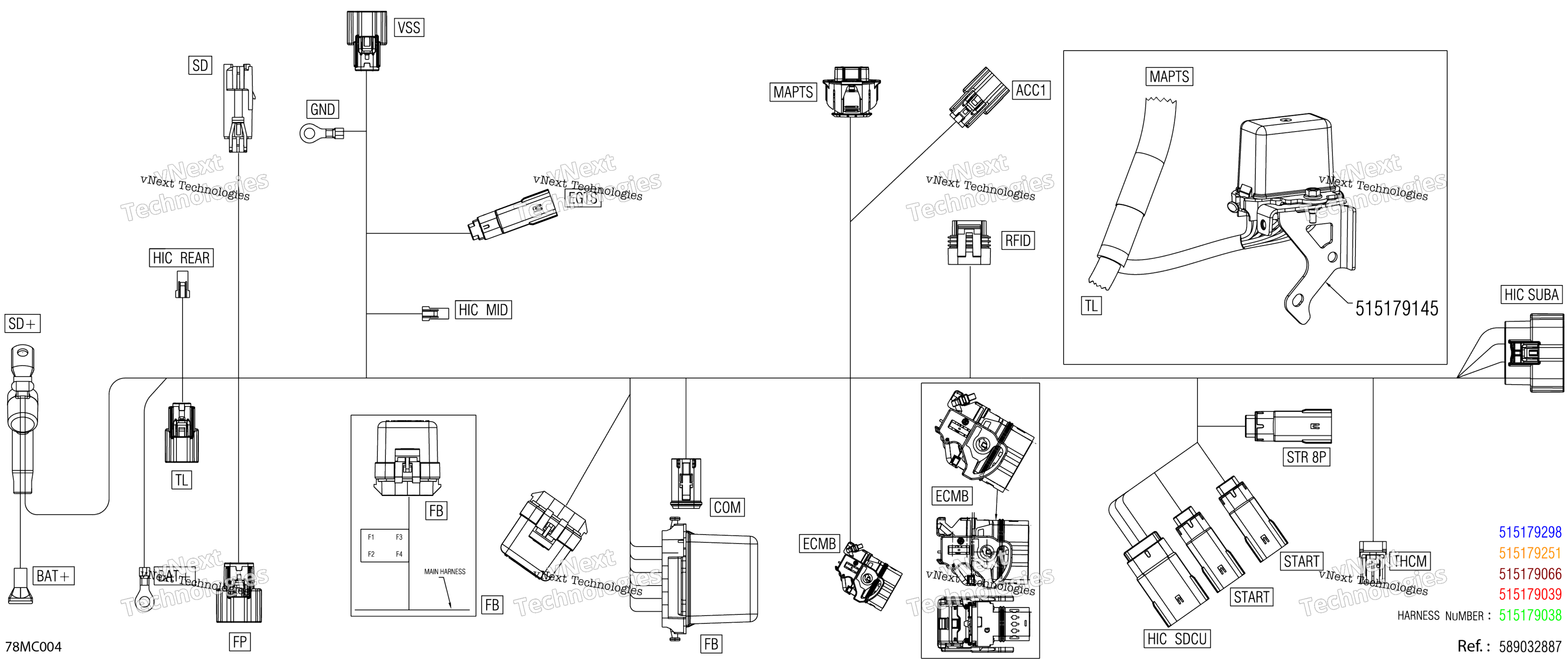 Электрооборудование - Main Harness - 515179038