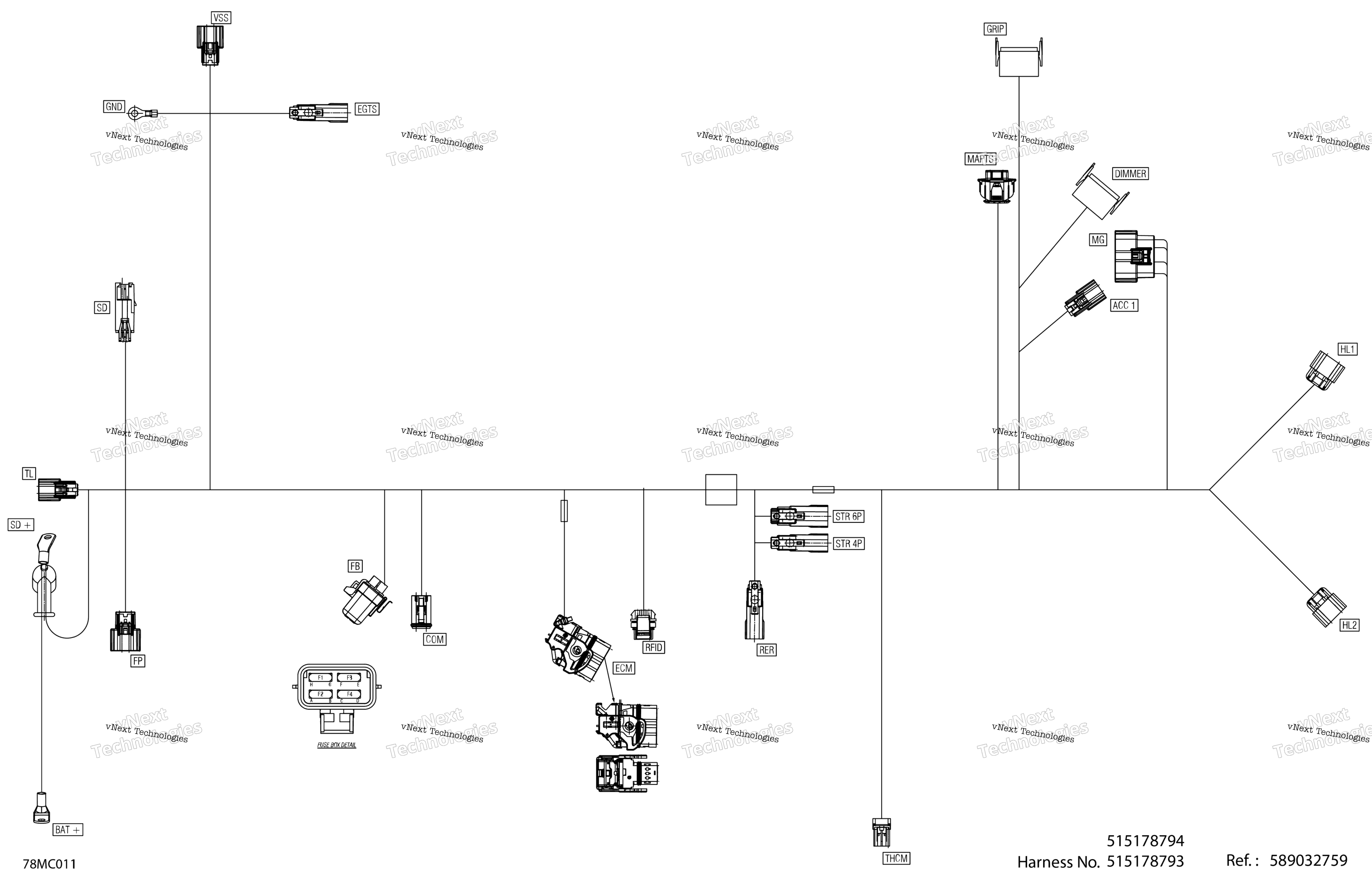 Электрооборудование - Main Harness - 515178794 - Model With Manual Start